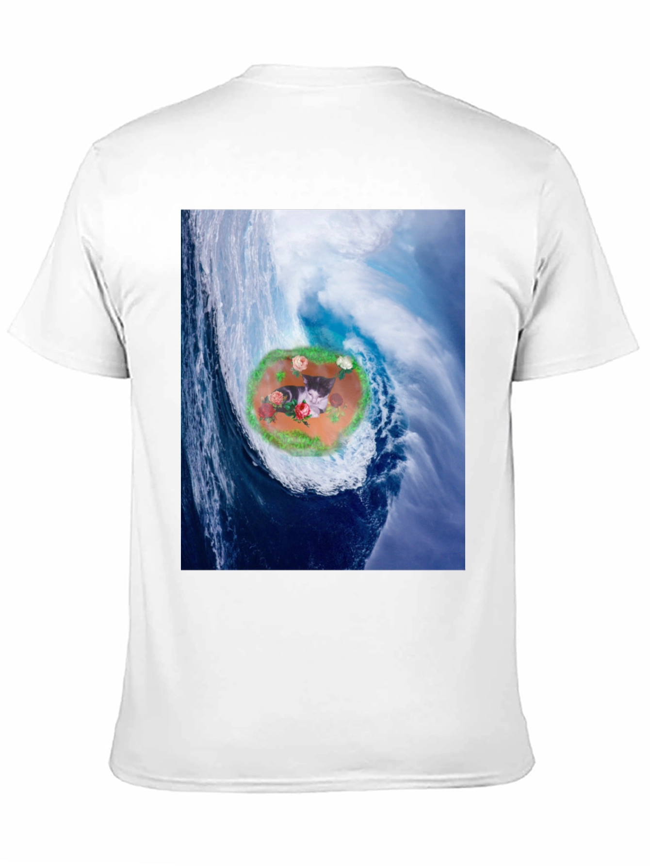 Wave Kitty T-Shirt: Black Cotton Blend