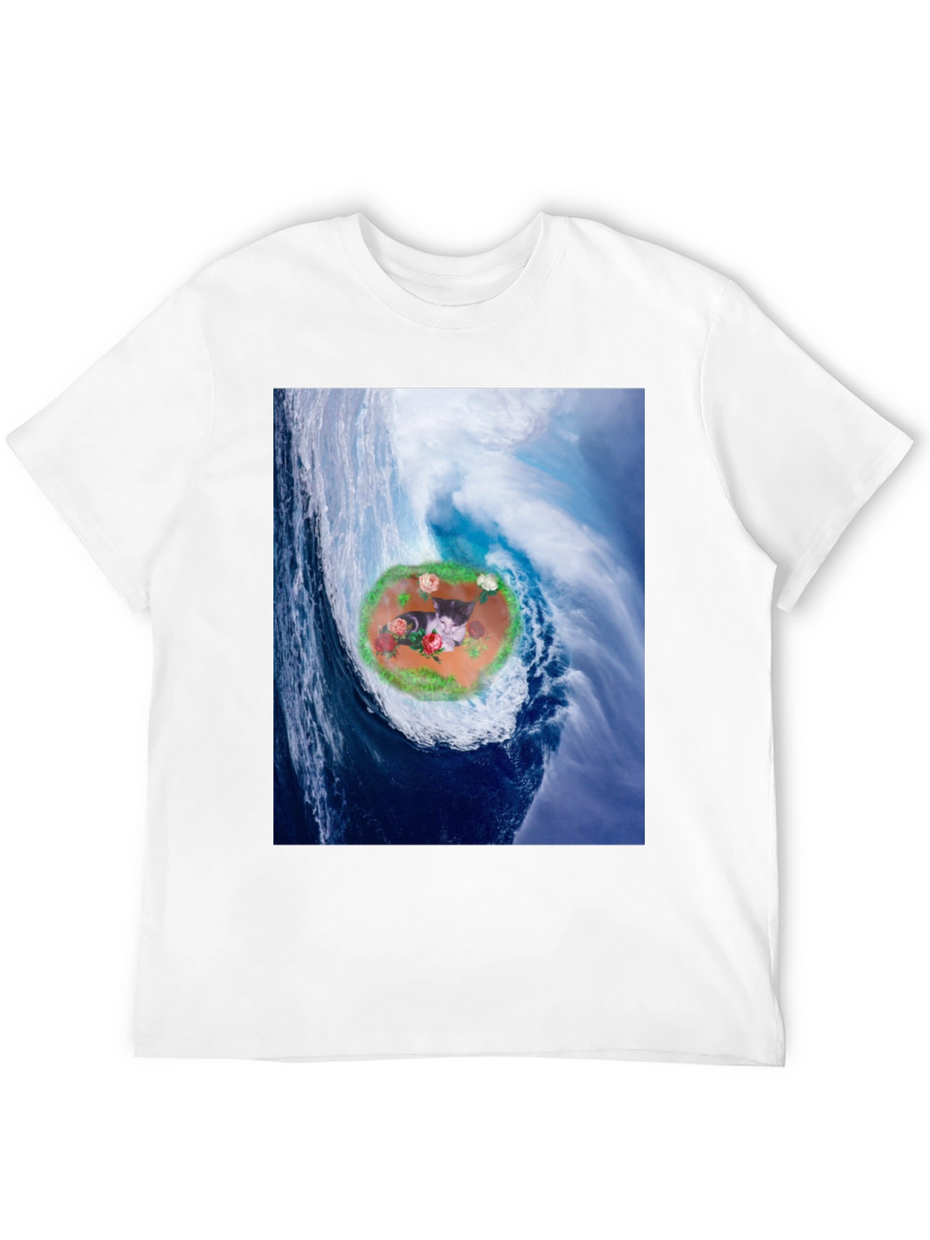 Wave Kitty T-Shirt: Black Cotton Blend
