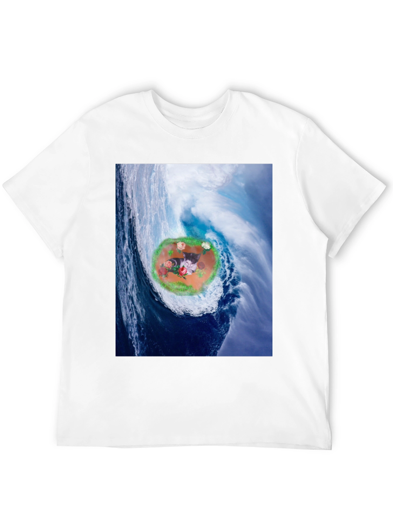 Wave Kitty T-Shirt: Black Cotton Blend