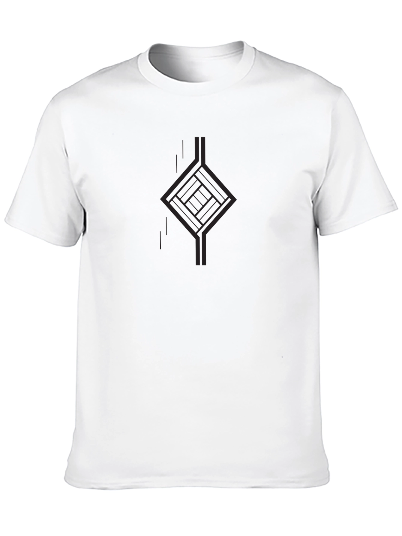 Mens Black Graphic Tee - Modern Geometric Design