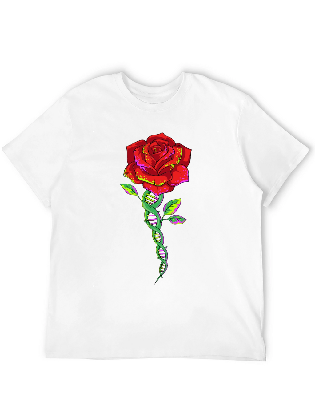 DNA Rose Graphic Tee - Black Cotton T-Shirt