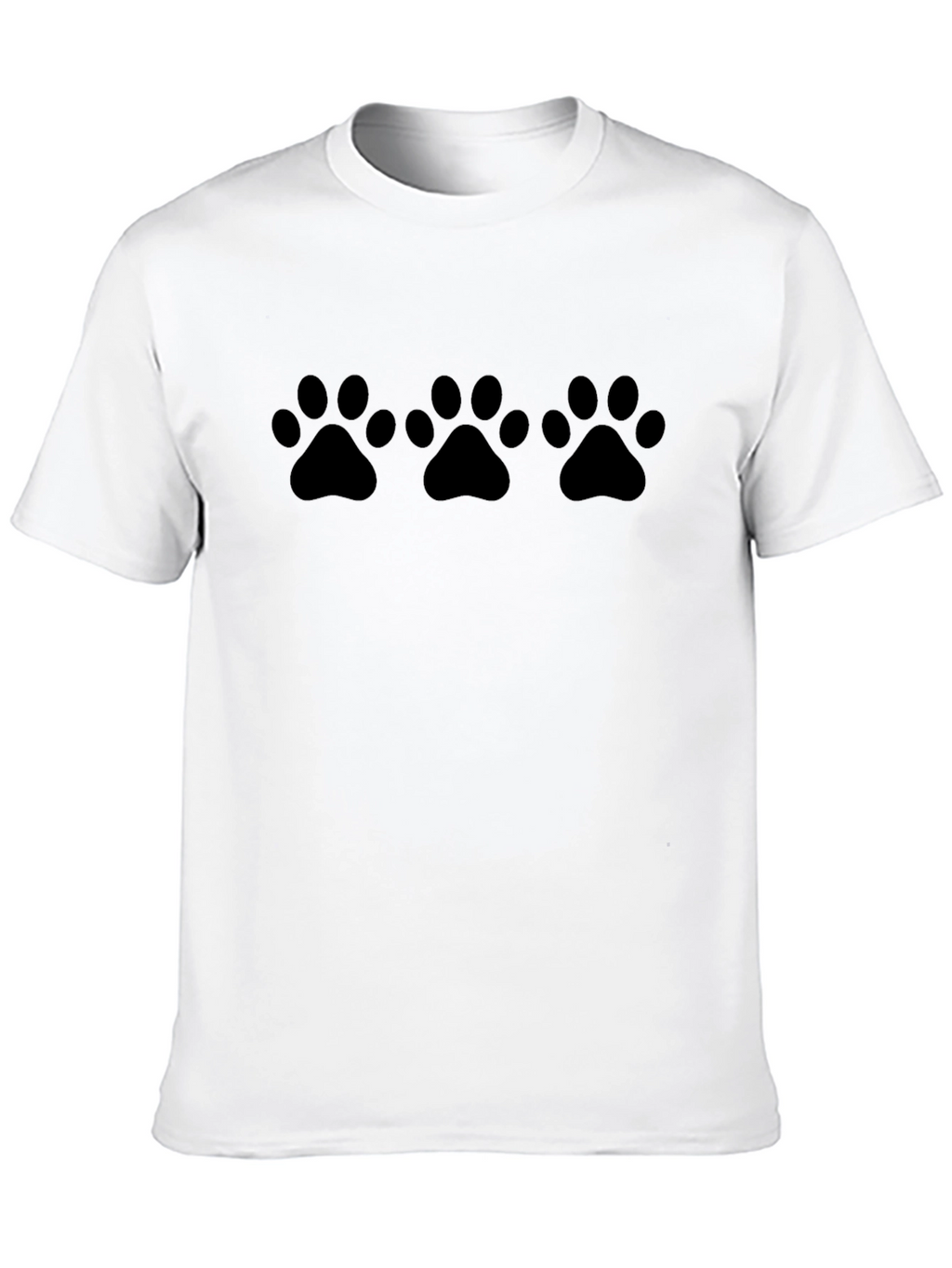 Paw Print T-Shirt - Black Crew Neck Tee