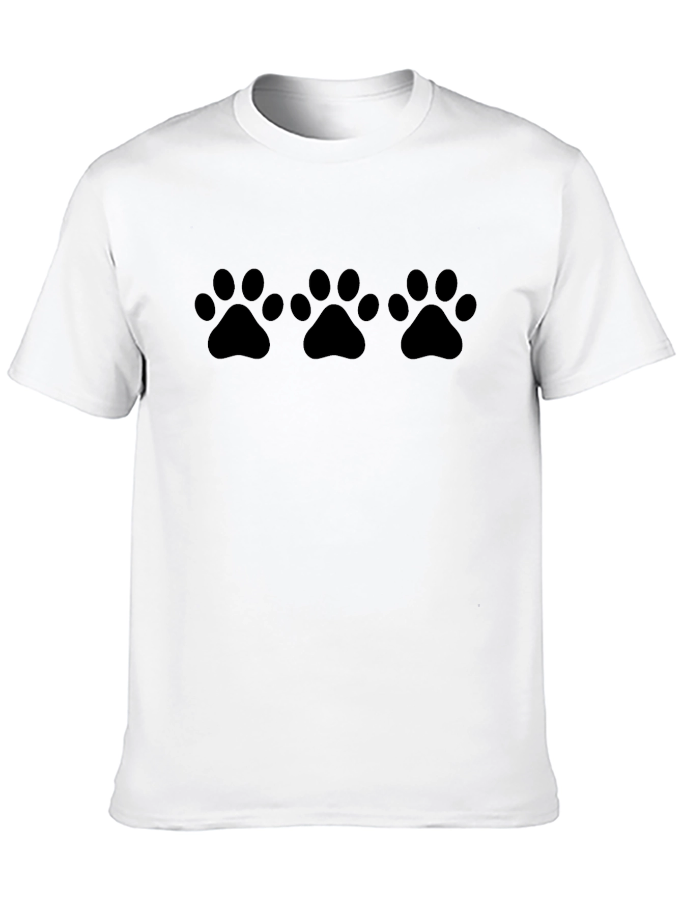 Paw Print T-Shirt - Black Crew Neck Tee