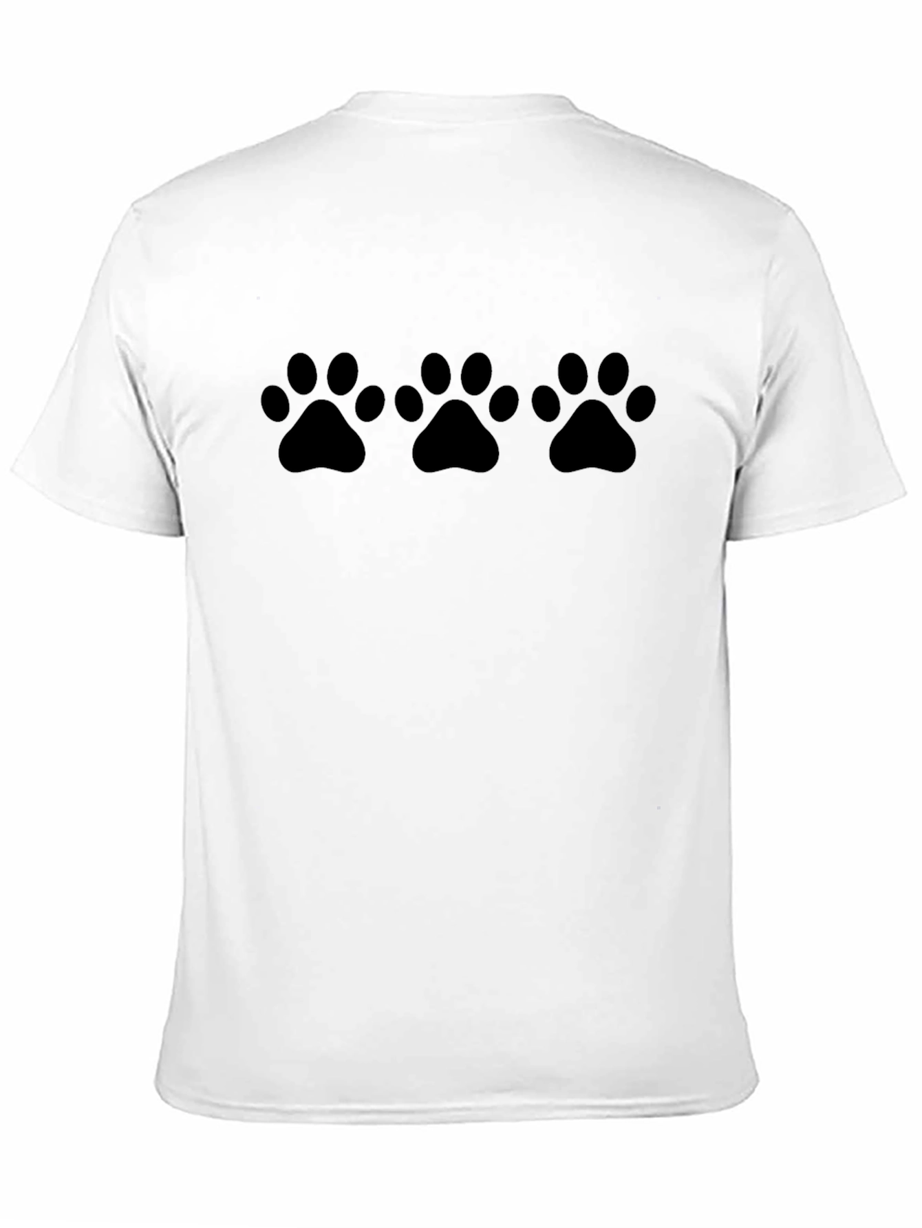 Paw Print T-Shirt - Black Crew Neck Tee