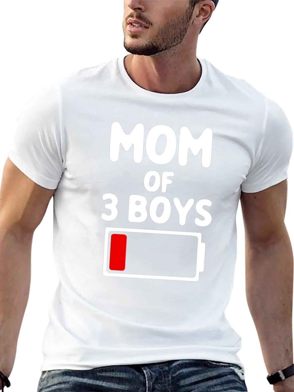 Mom of 3 Boys Low Battery Graphic Tee