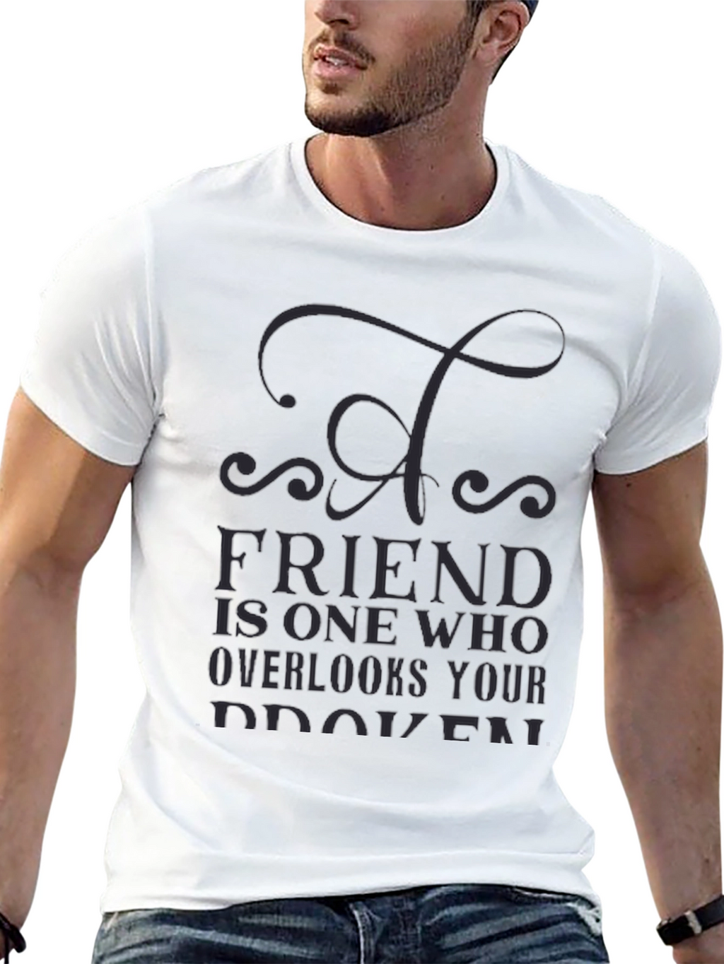 Mens Black T-Shirt - Friend Quote Graphic Tee