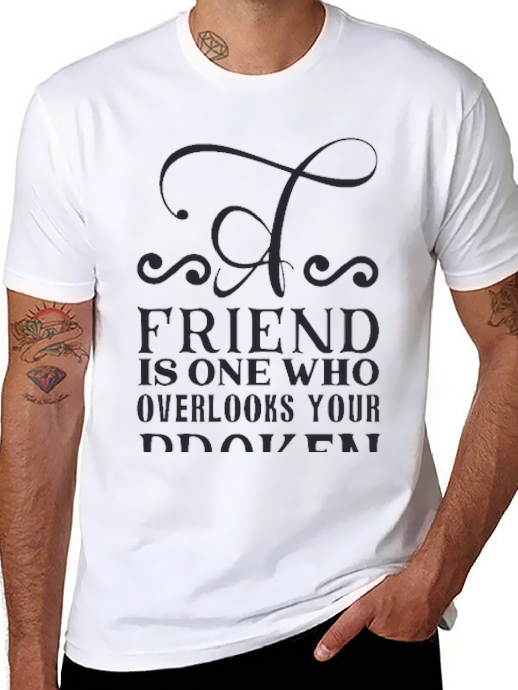 Mens Black T-Shirt - Friend Quote Graphic Tee
