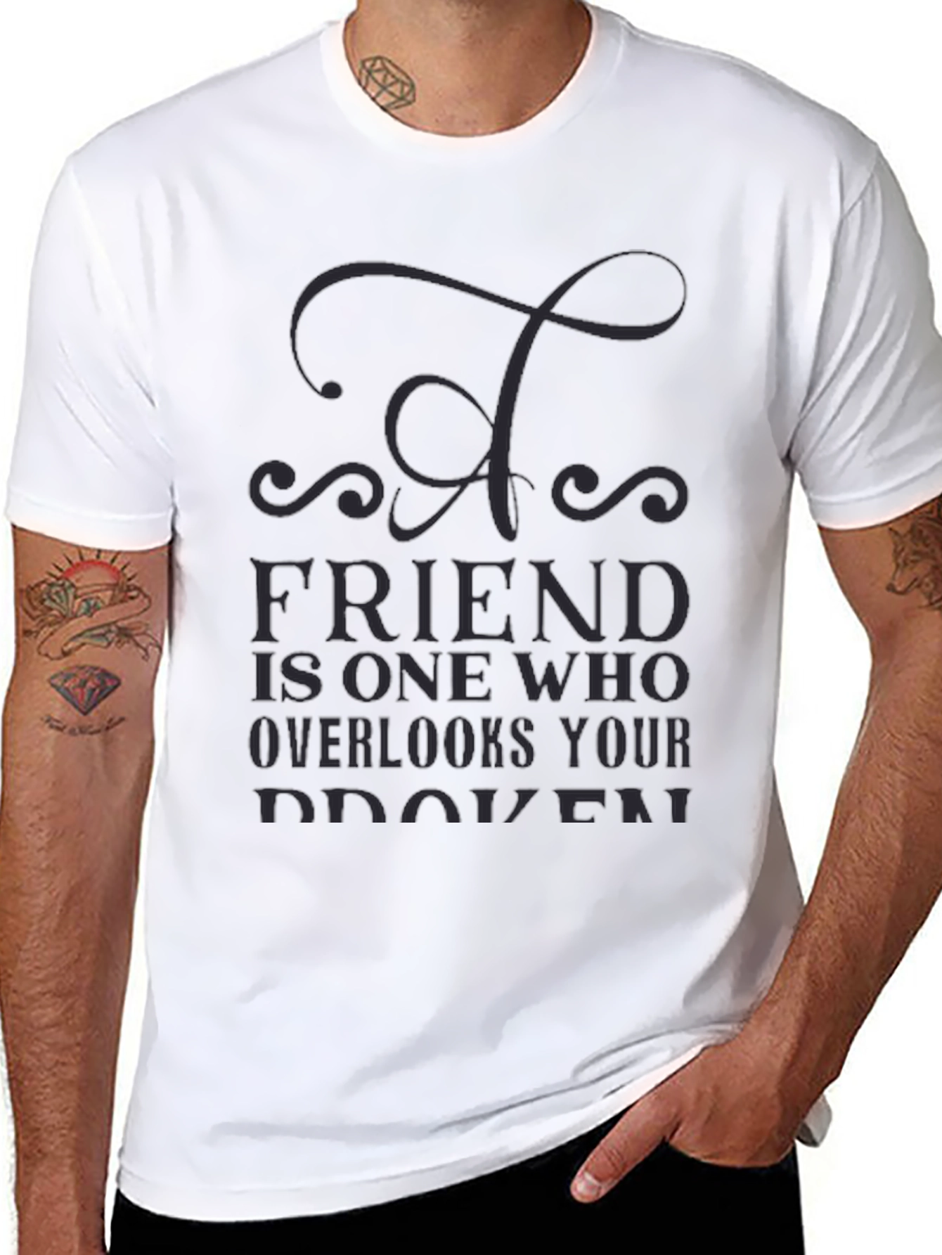 Mens Black T-Shirt - Friend Quote Graphic Tee