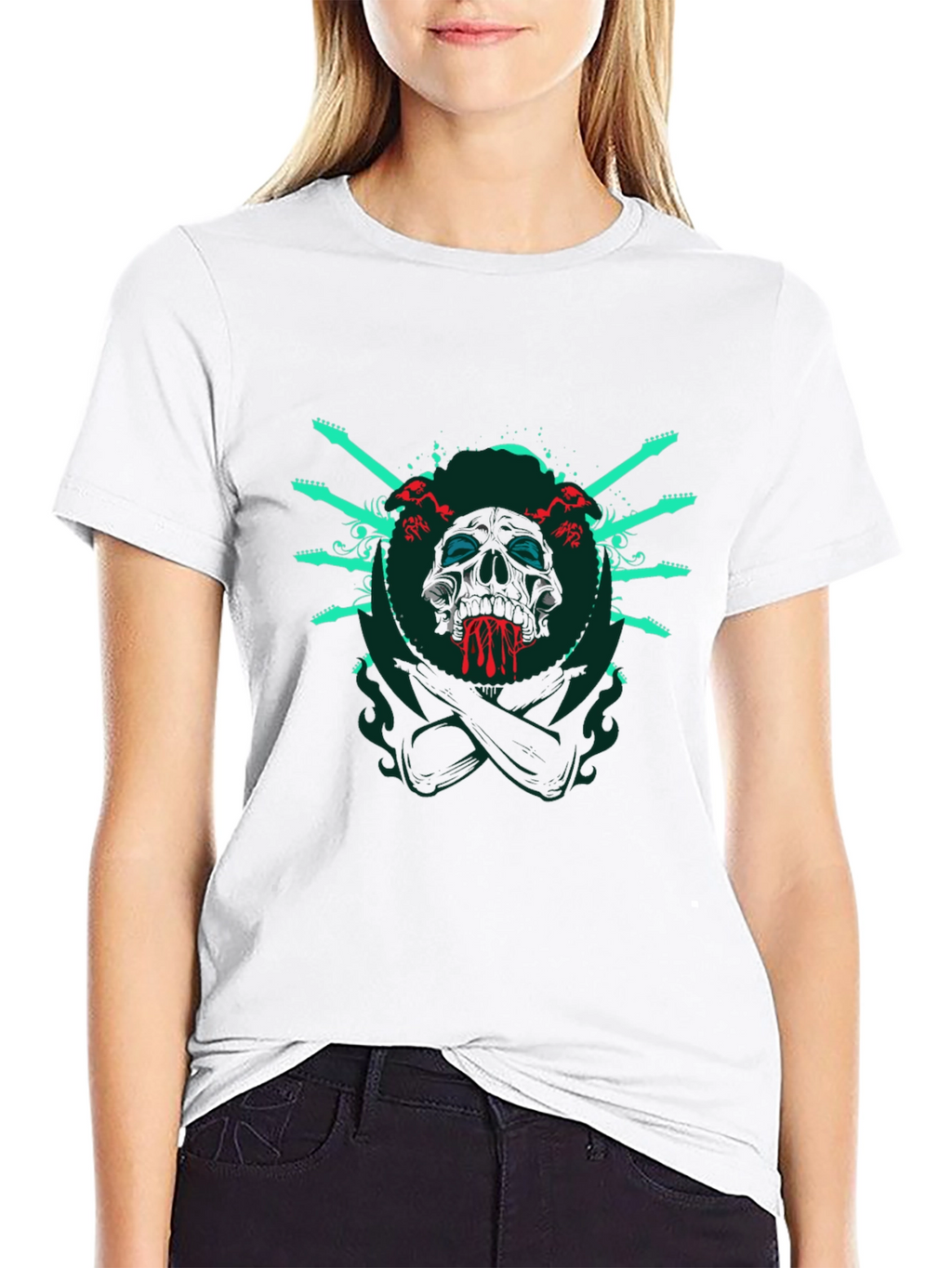 Skull & Guitar T-Shirt - Rocker Style Tee