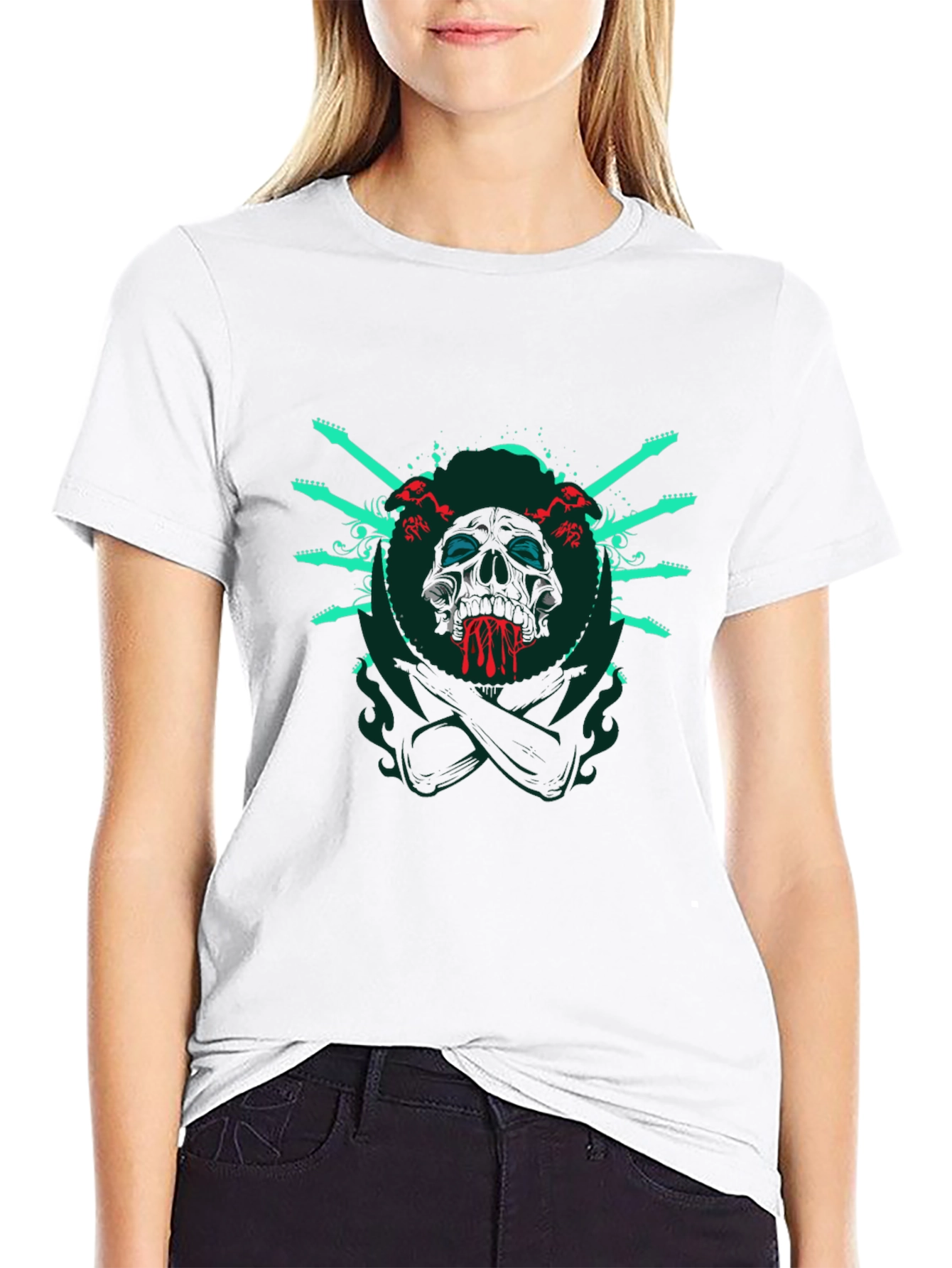 Skull & Guitar T-Shirt - Rocker Style Tee