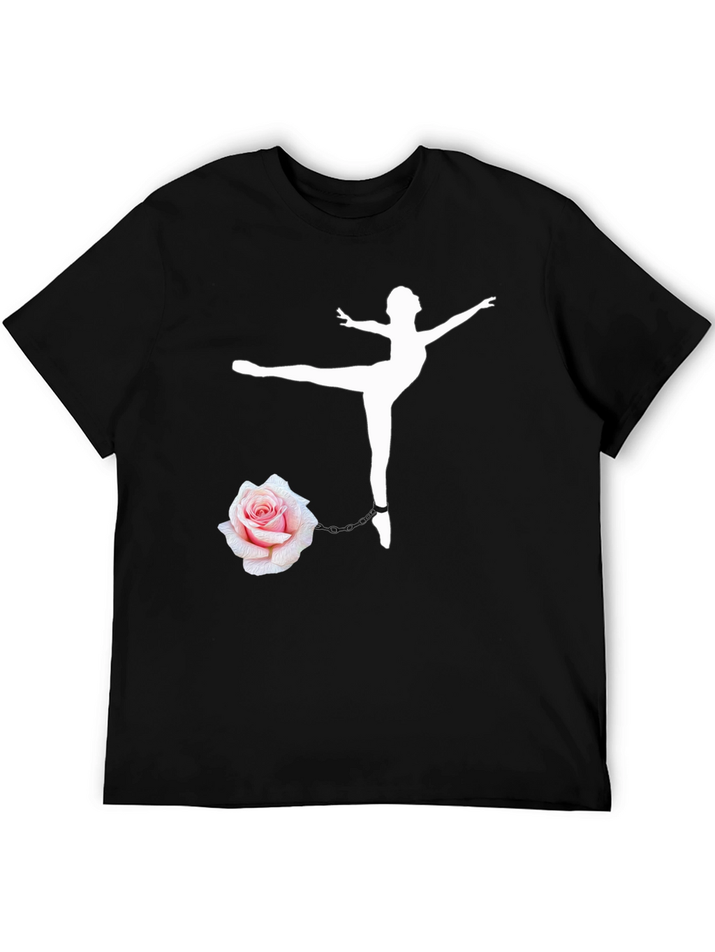 Ballet Dancer Rose Chain Black T-Shirt