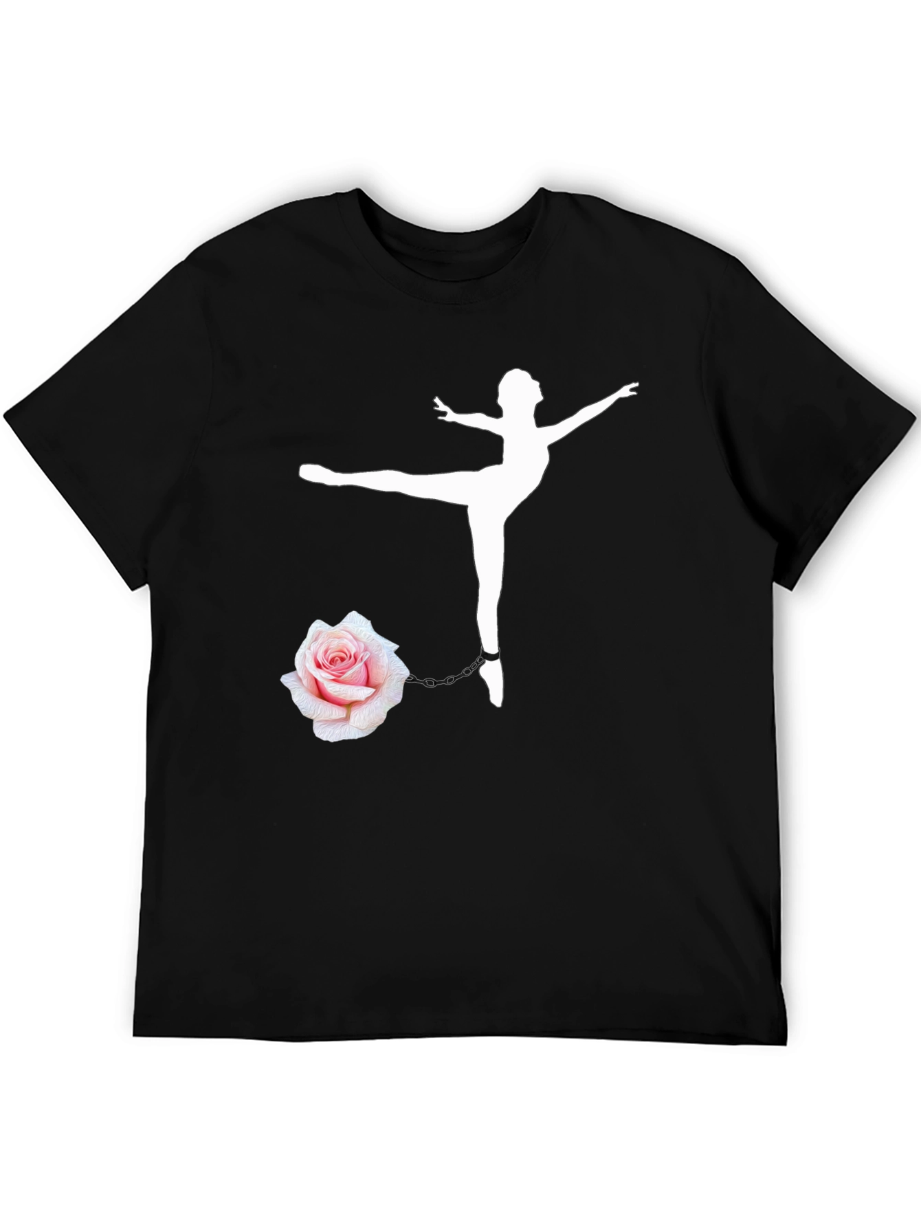 Ballet Dancer Rose Chain Black T-Shirt