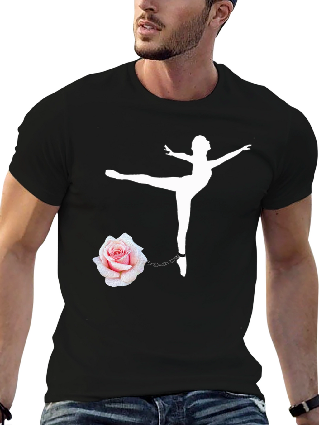 Ballet Dancer Rose Chain Black T-Shirt