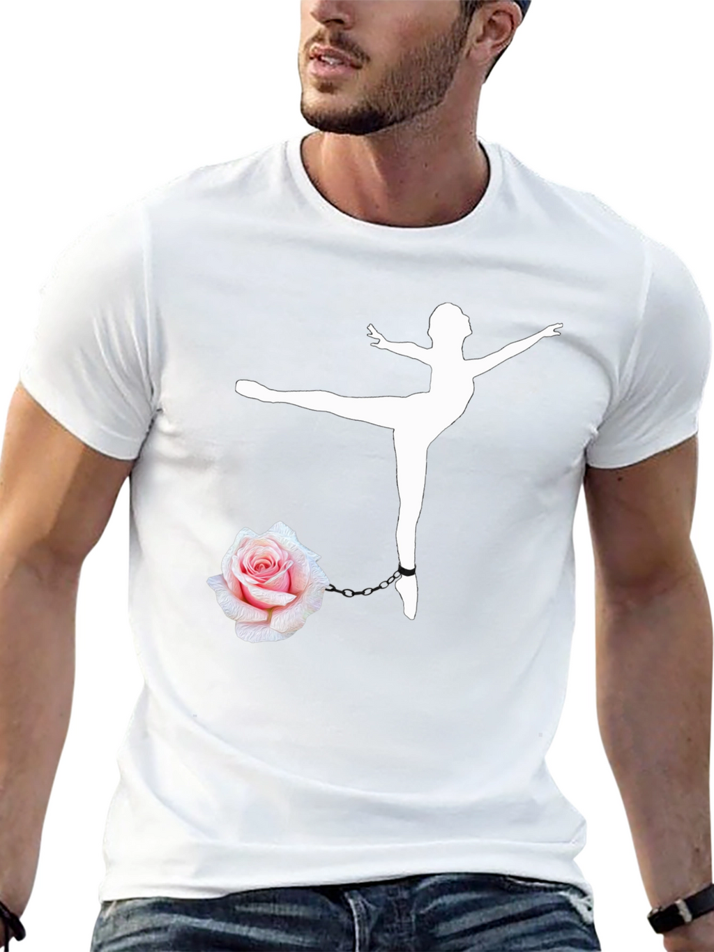 Ballet Dancer Rose Chain Black T-Shirt