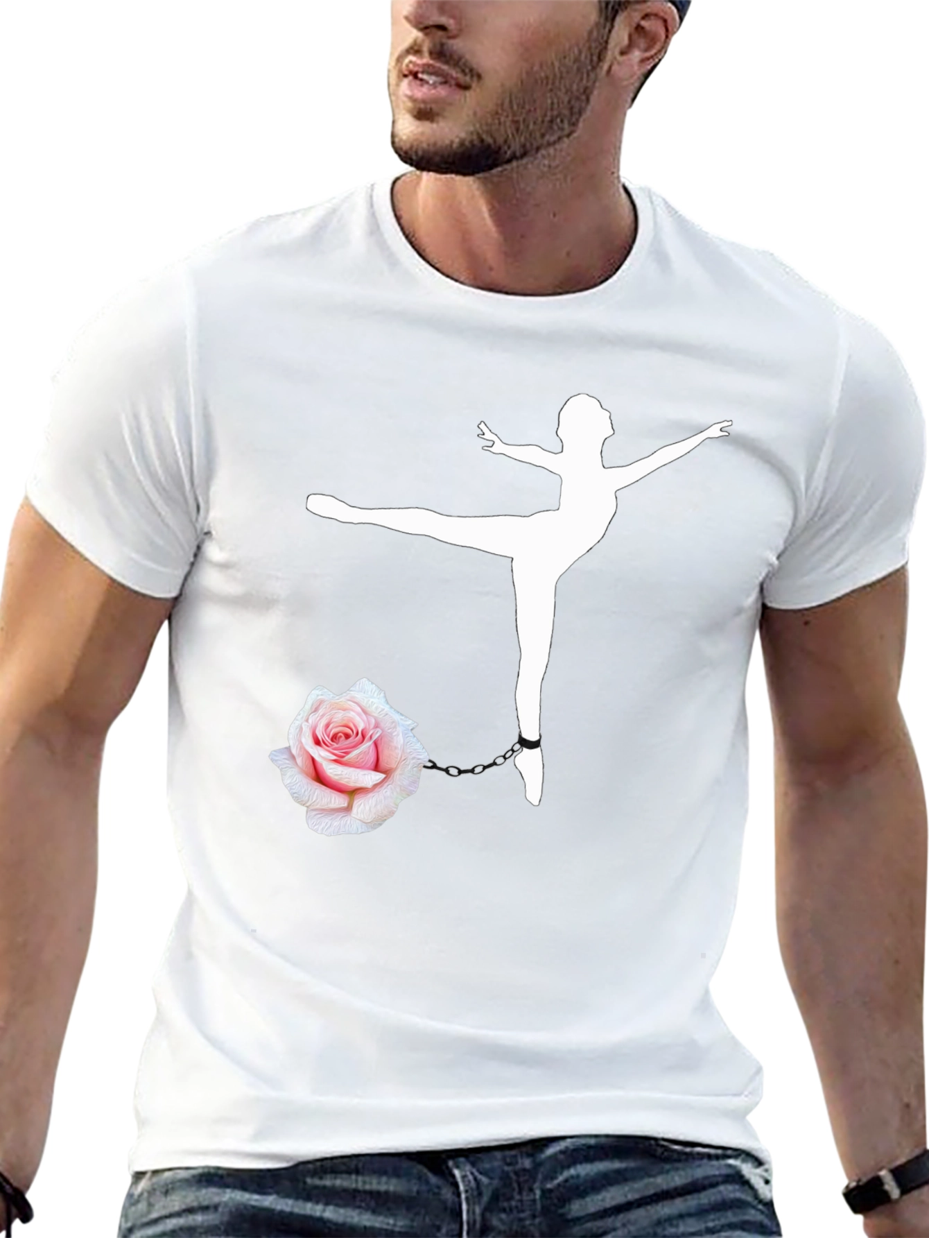 Ballet Dancer Rose Chain Black T-Shirt