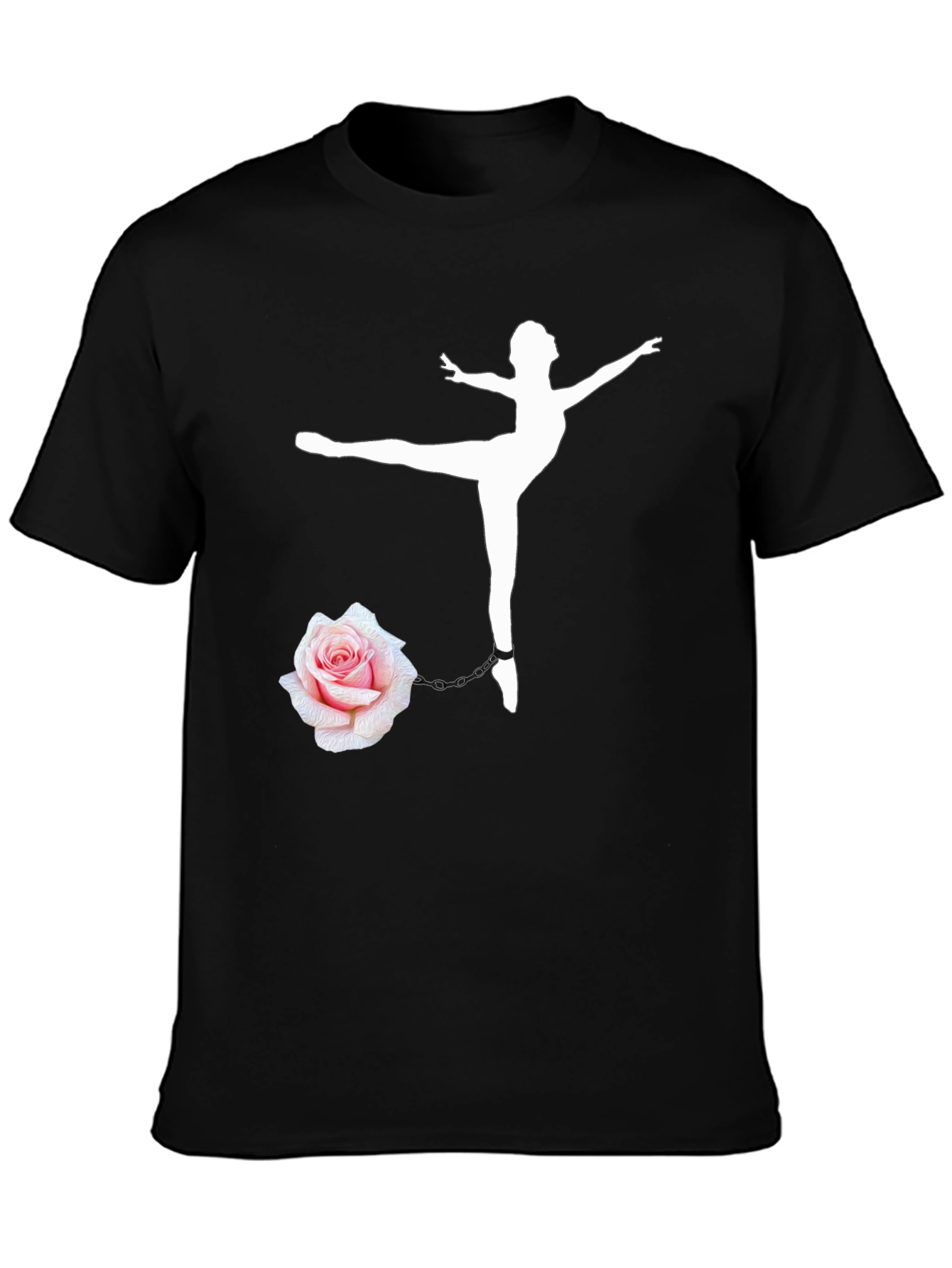 Ballet Dancer Rose Chain Black T-Shirt