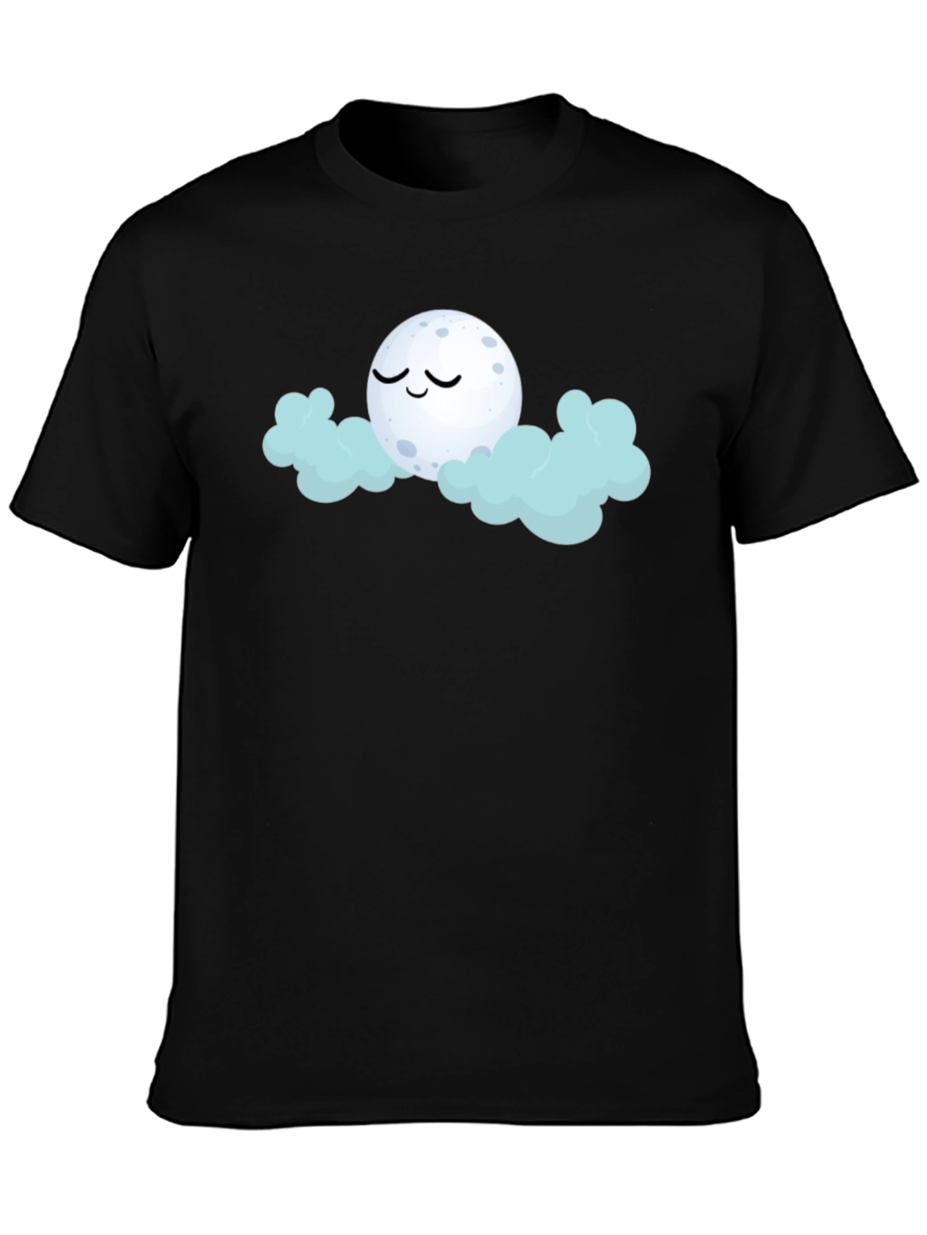 Dreamy Moon & Clouds Graphic Black T-Shirt