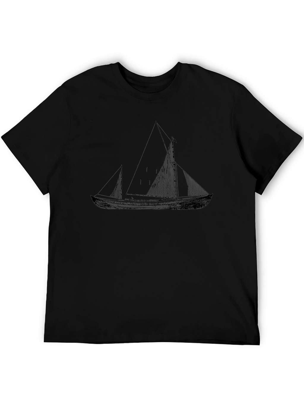 Nautical Sailboat Graphic Tee - Black Cotton T-Shirt