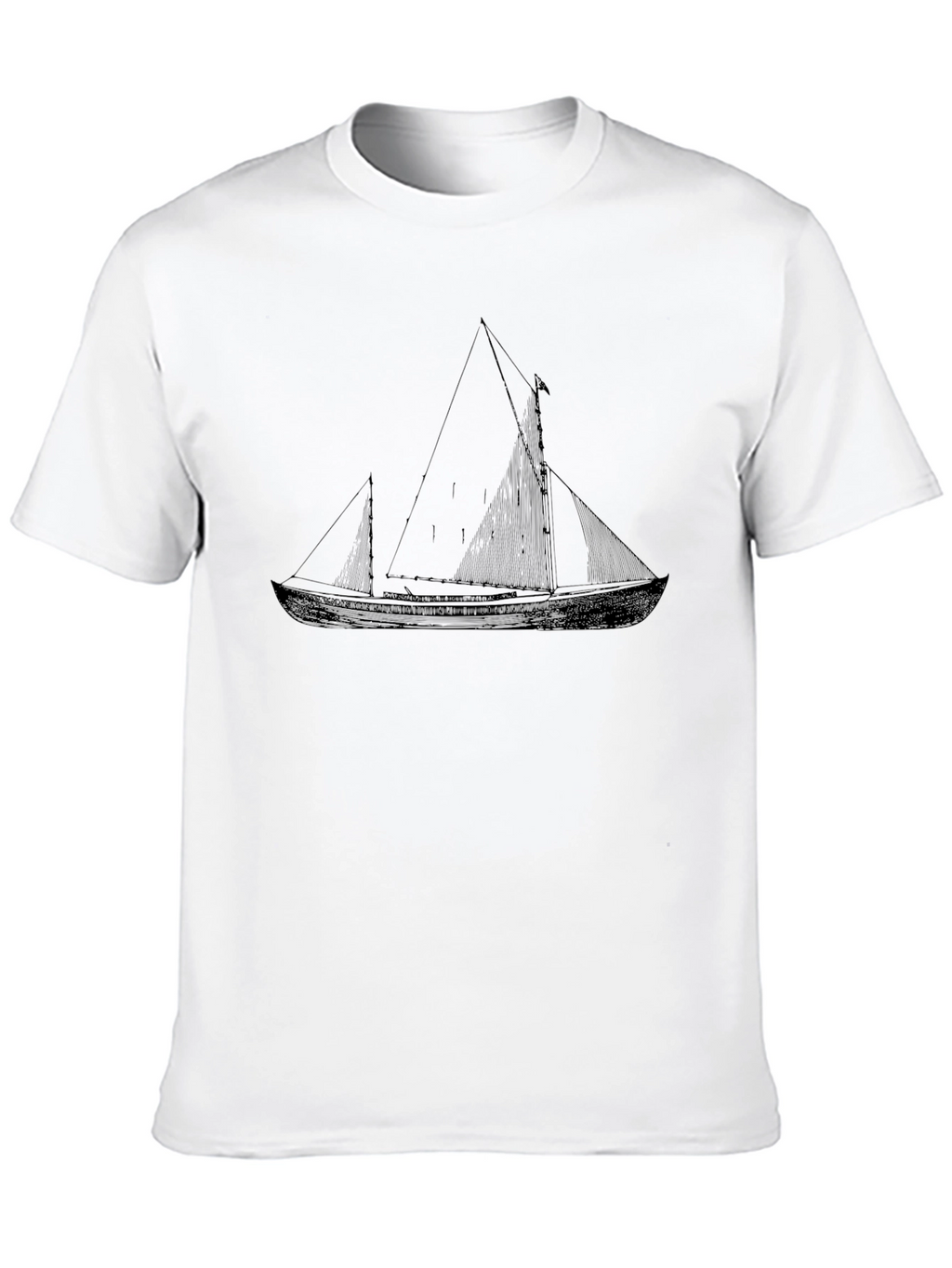 Nautical Sailboat Graphic Tee - Black Cotton T-Shirt