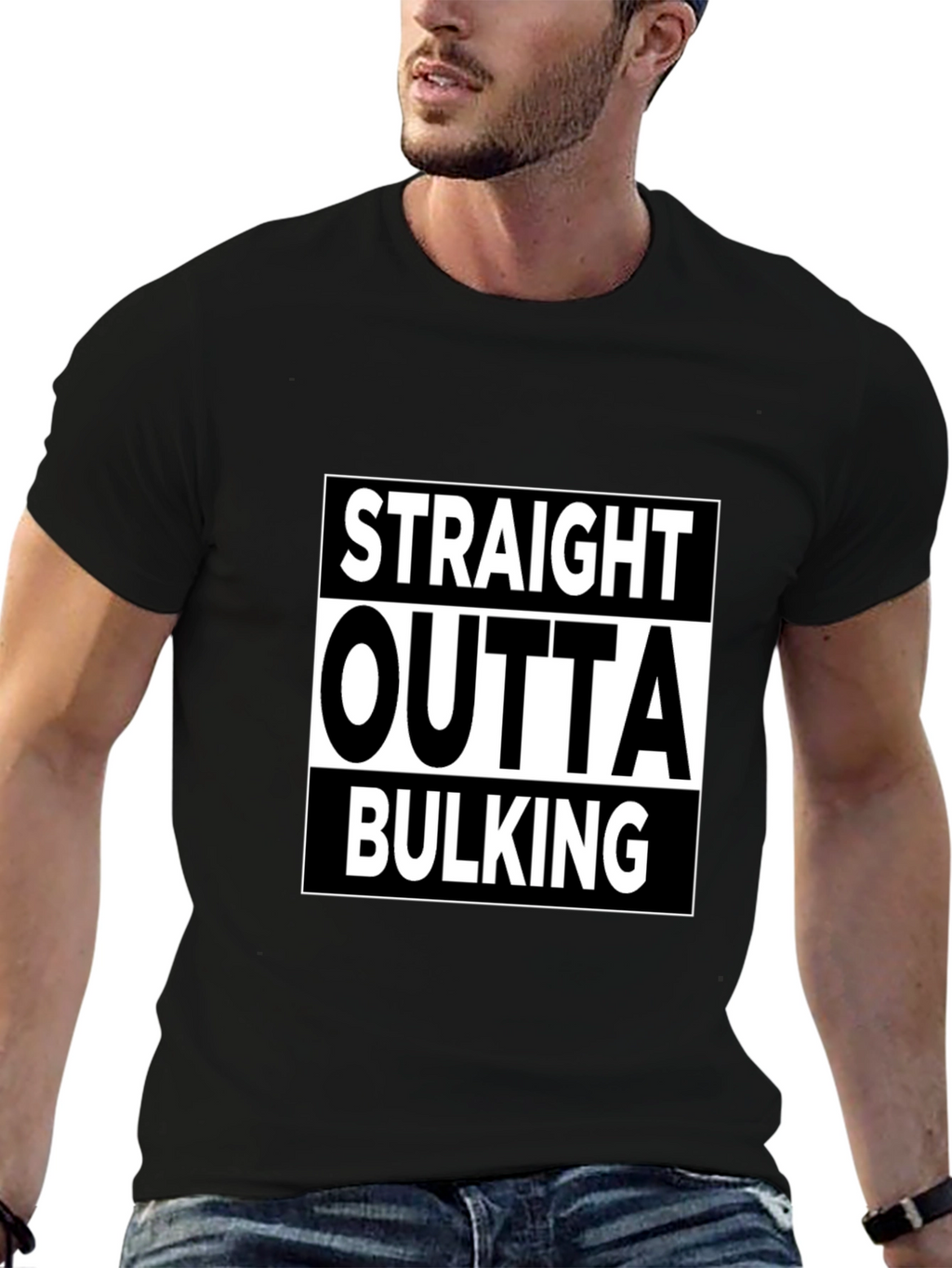 Straight Outta Bulking Black Graphic T-Shirt