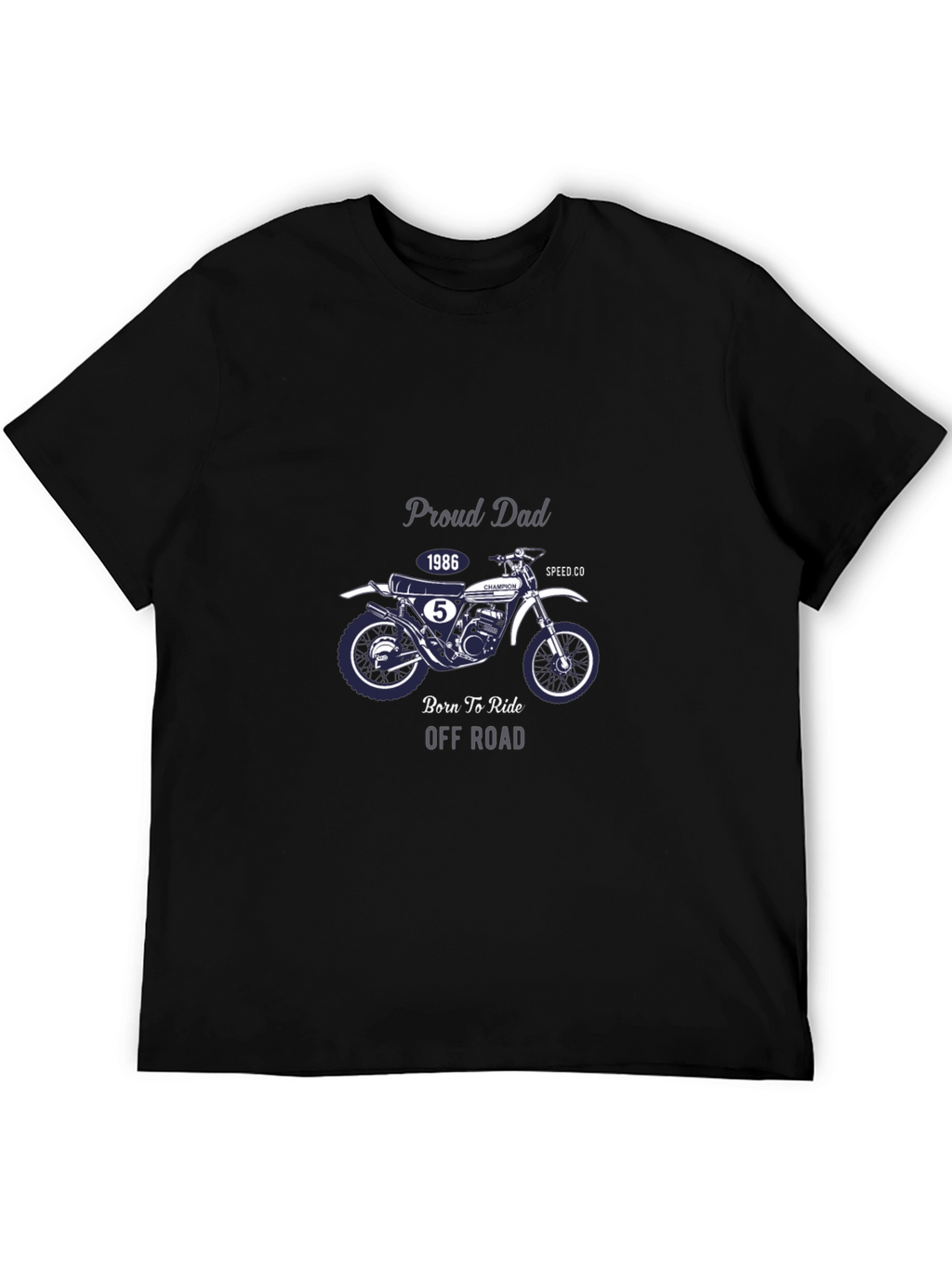 Proud Dad 1986 Motorcycle Black T-Shirt