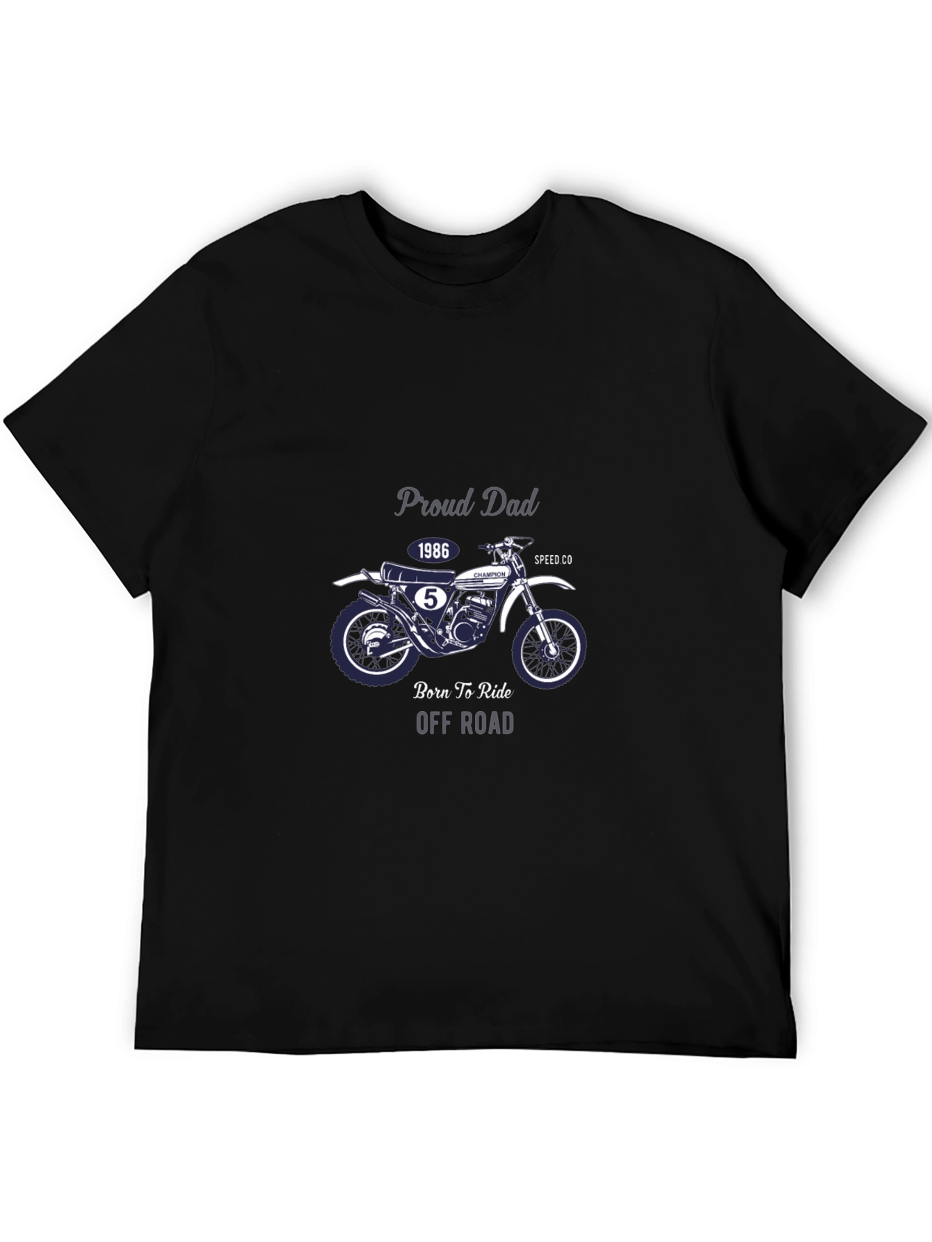 Proud Dad 1986 Motorcycle Black T-Shirt