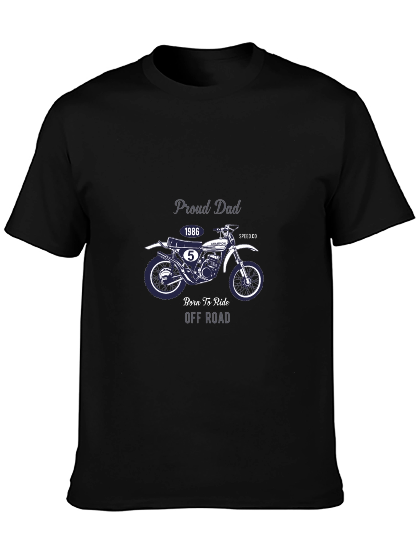 Proud Dad 1986 Motorcycle Black T-Shirt