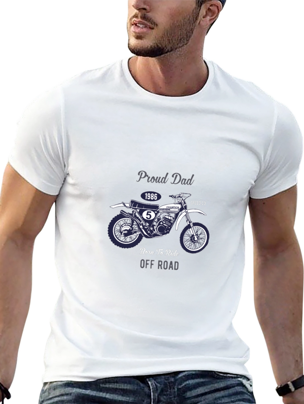 Proud Dad 1986 Motorcycle Black T-Shirt
