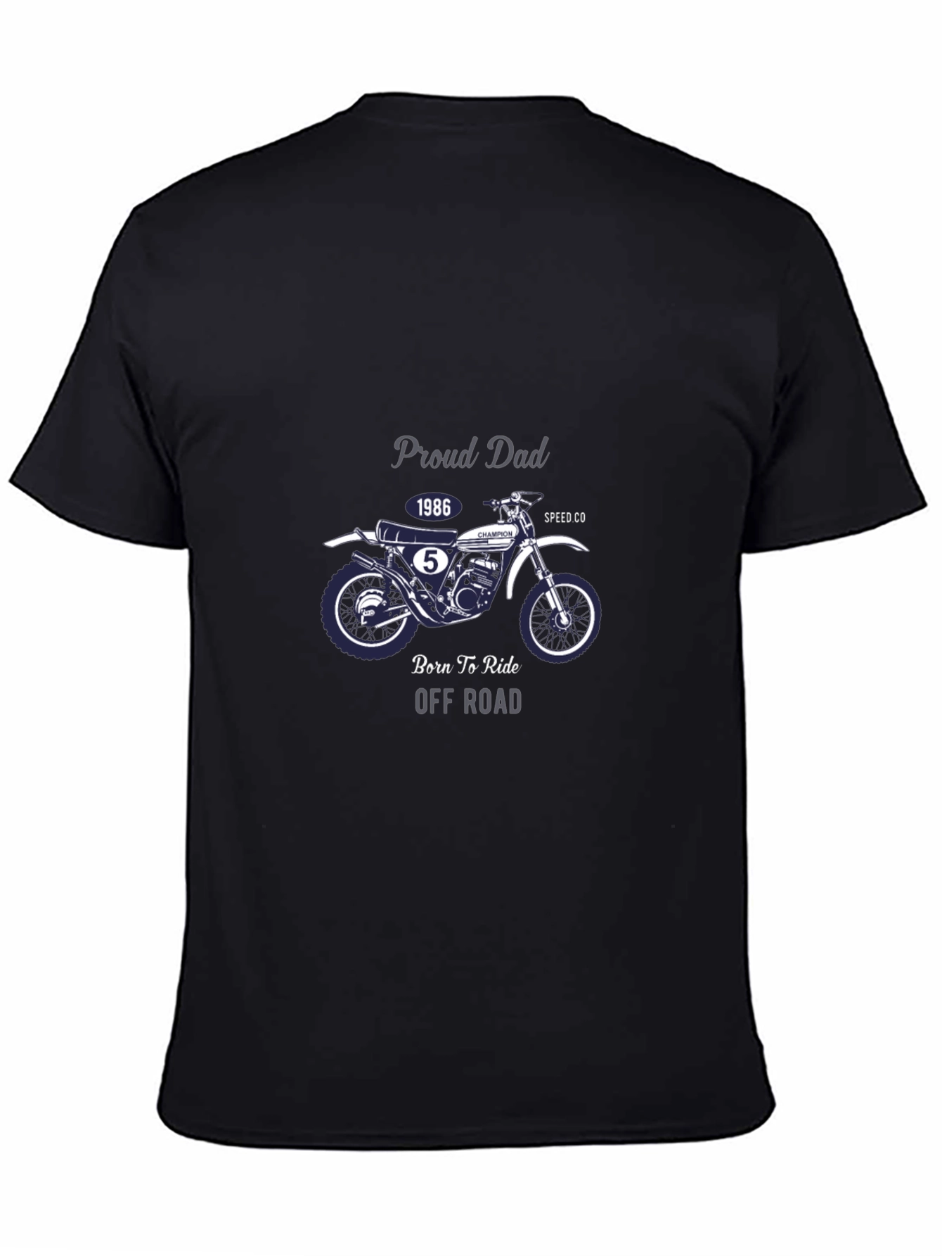 Proud Dad 1986 Motorcycle Black T-Shirt
