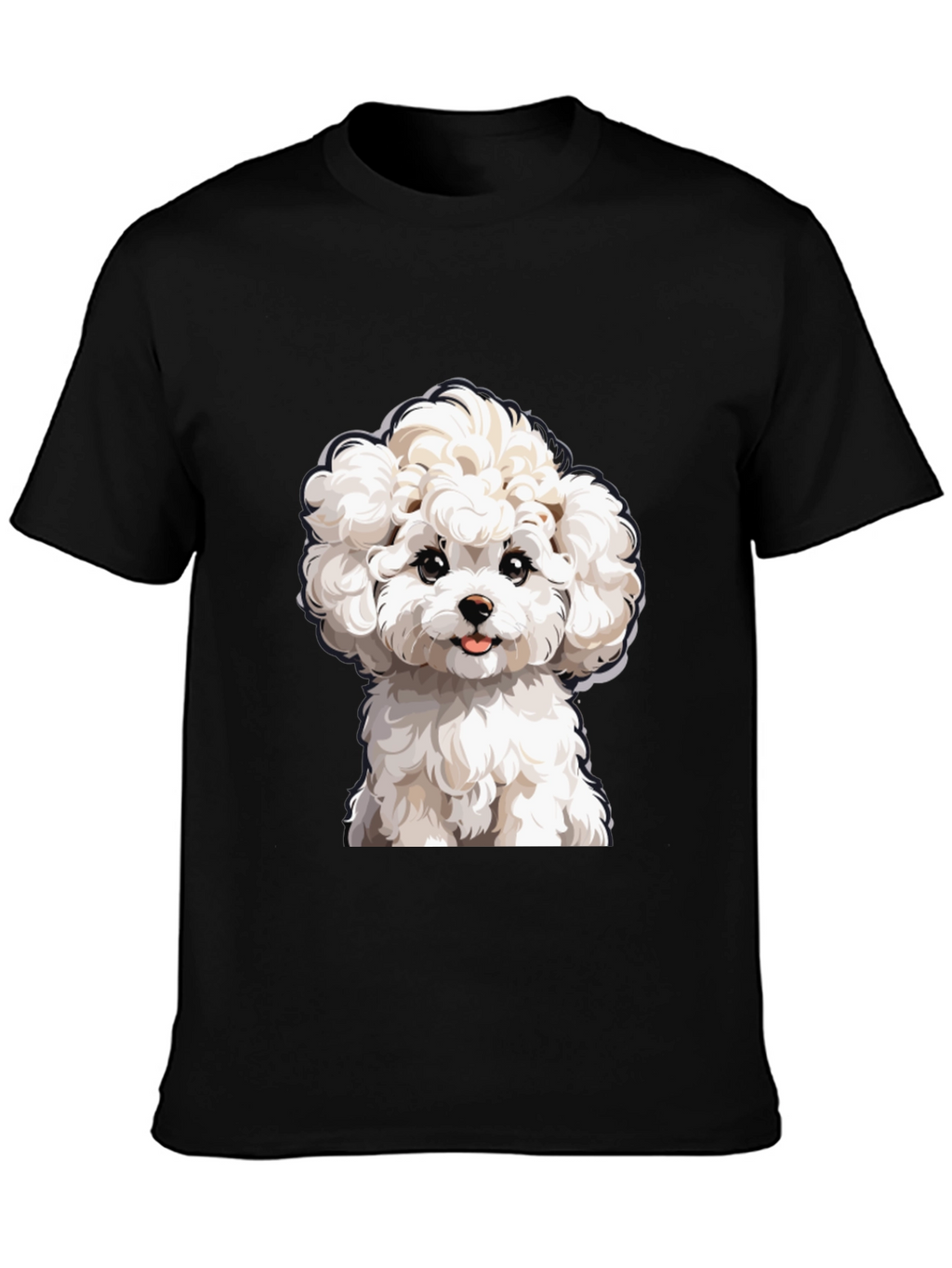 Cute Dog Graphic Tee - Black Cotton T-Shirt