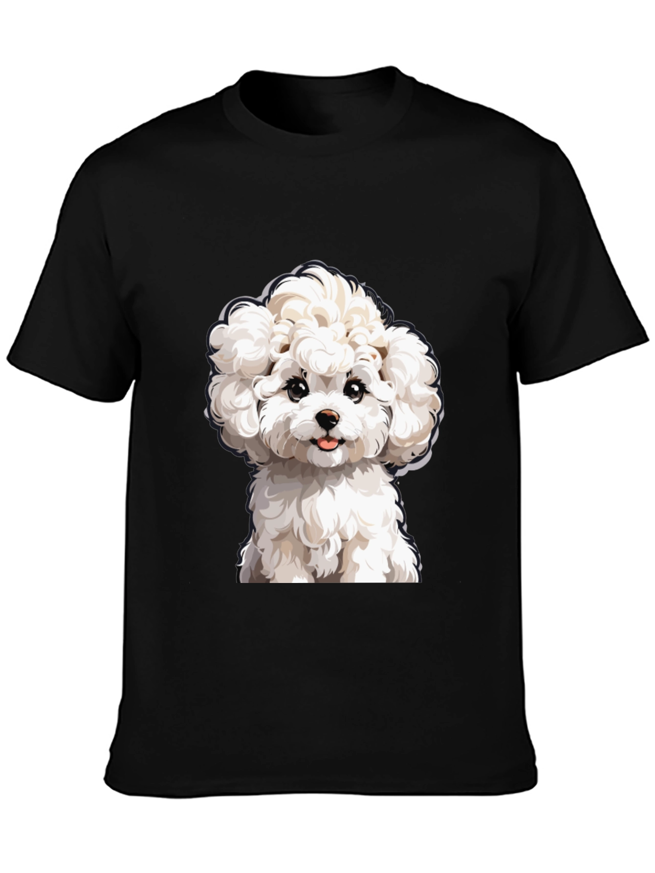 Cute Dog Graphic Tee - Black Cotton T-Shirt