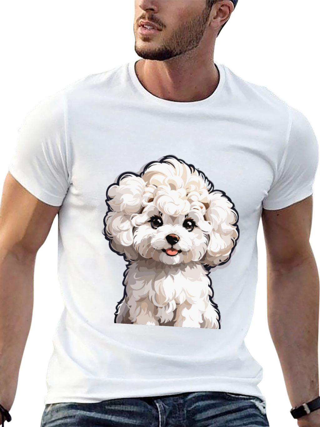 Cute Dog Graphic Tee - Black Cotton T-Shirt