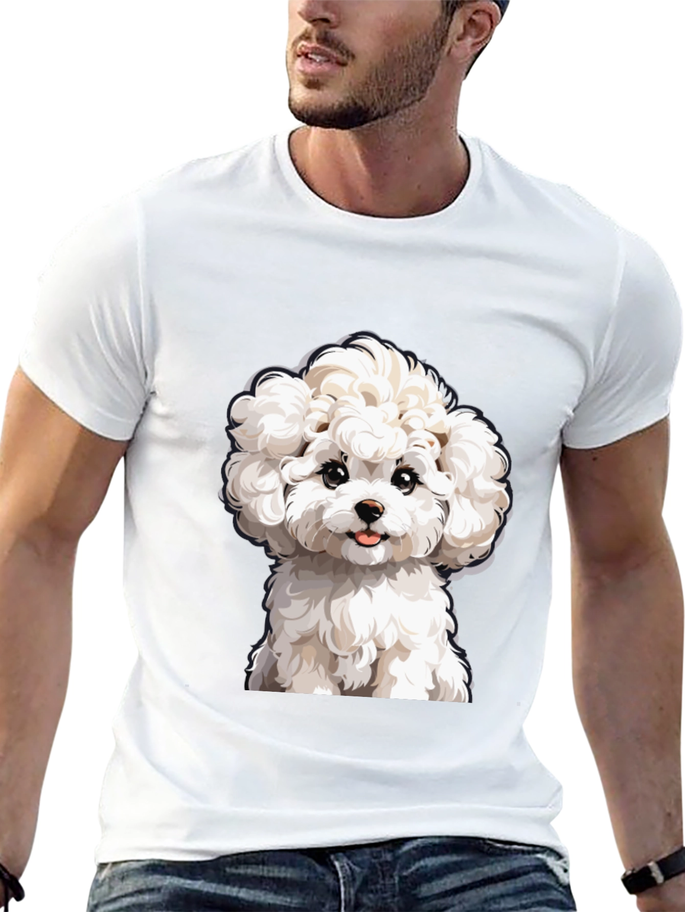 Cute Dog Graphic Tee - Black Cotton T-Shirt
