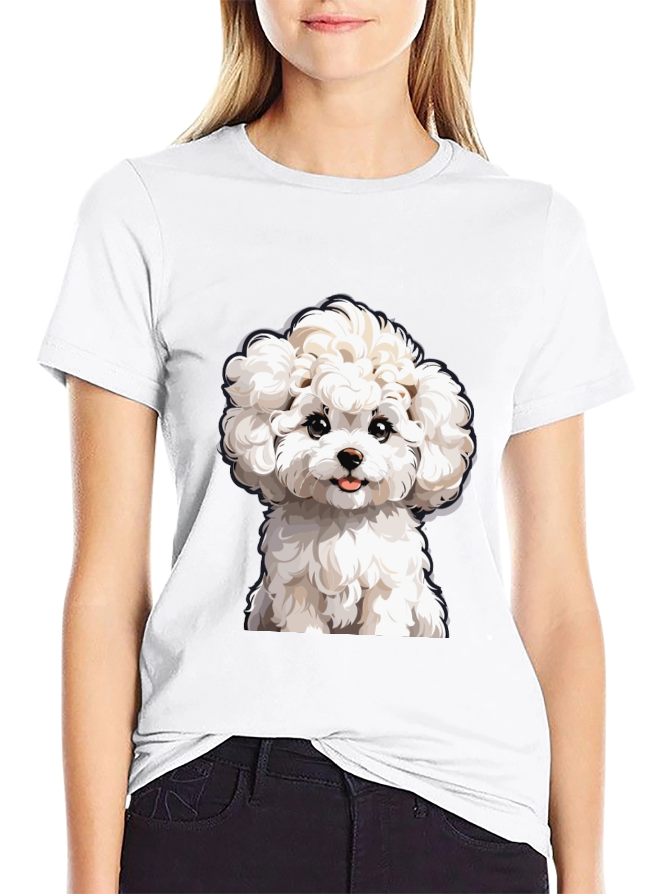 Cute Dog Graphic Tee - Black Cotton T-Shirt