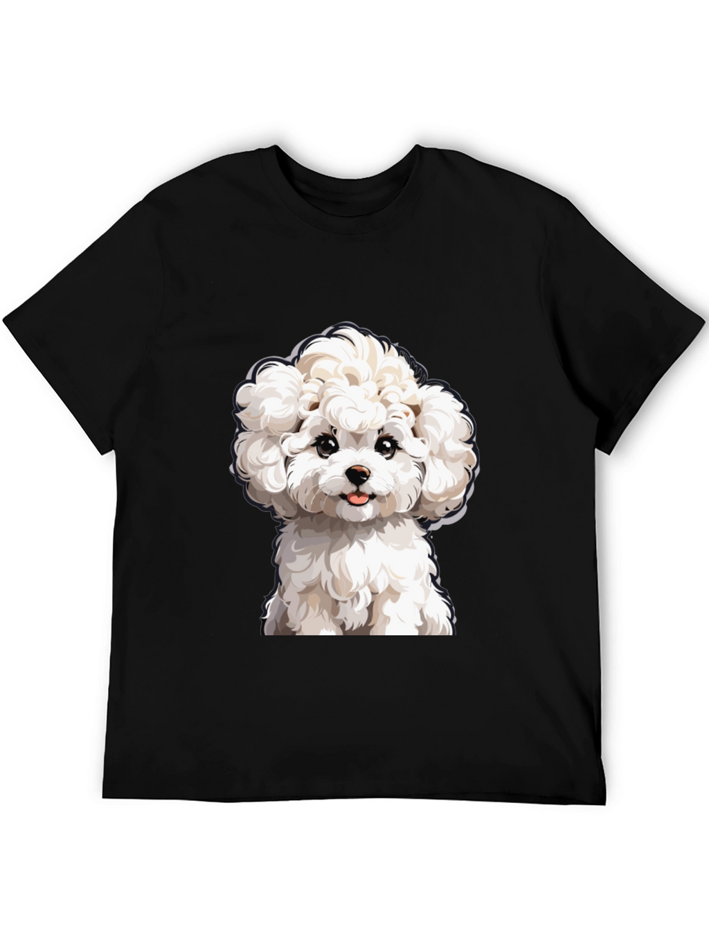 Cute Dog Graphic Tee - Black Cotton T-Shirt