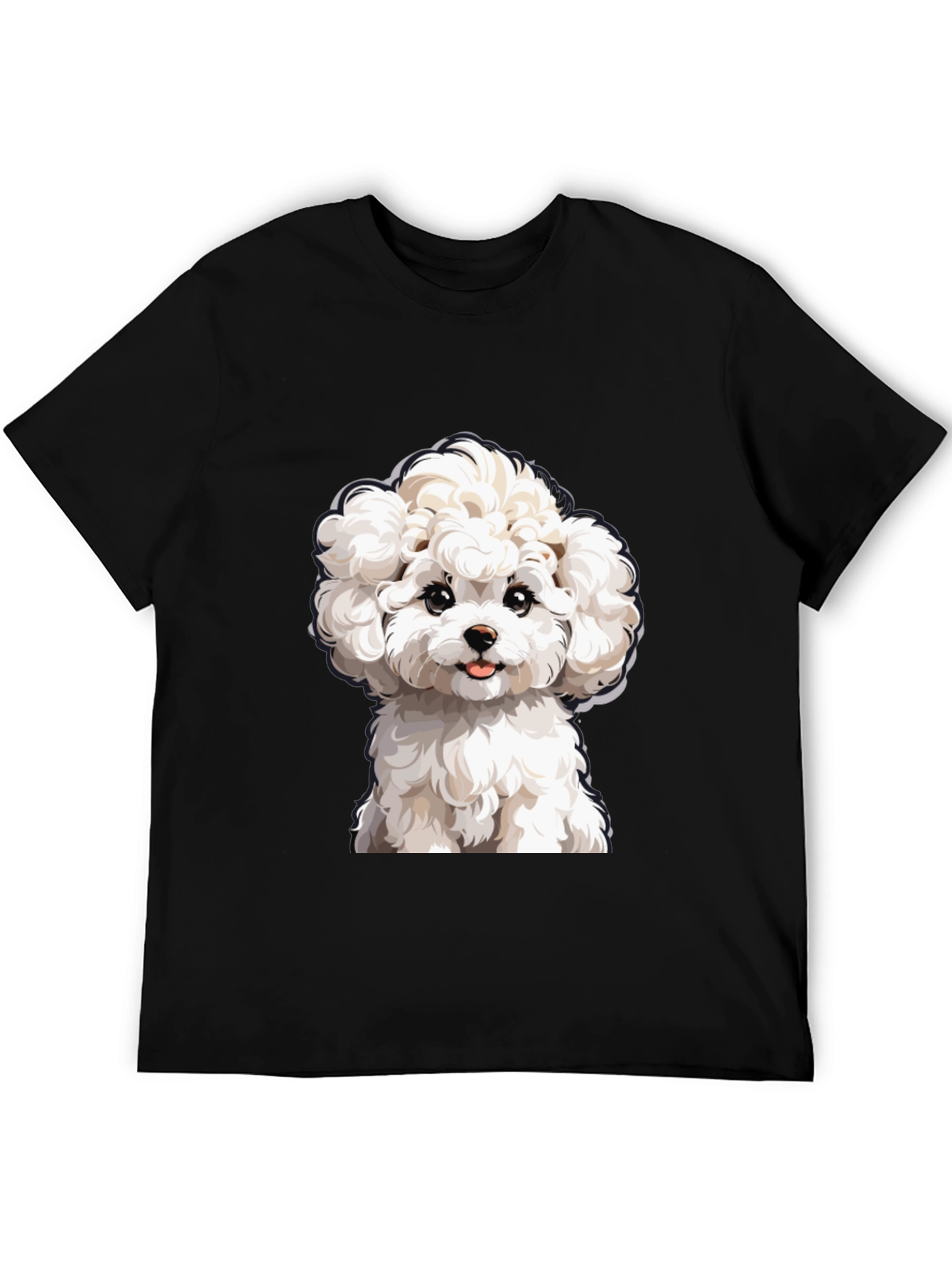 Cute Dog Graphic Tee - Black Cotton T-Shirt