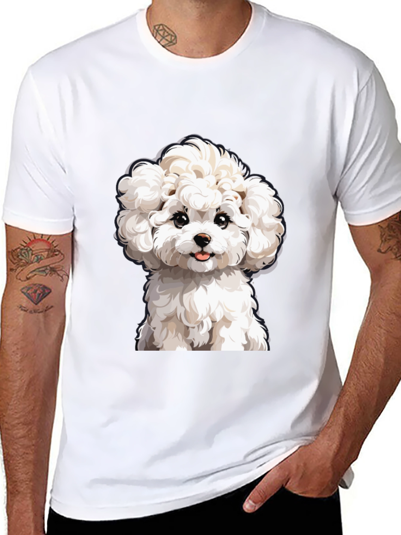 Cute Dog Graphic Tee - Black Cotton T-Shirt