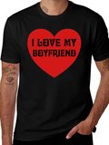 I Love My Boyfriend Black T-Shirt Heart Valentines Gift