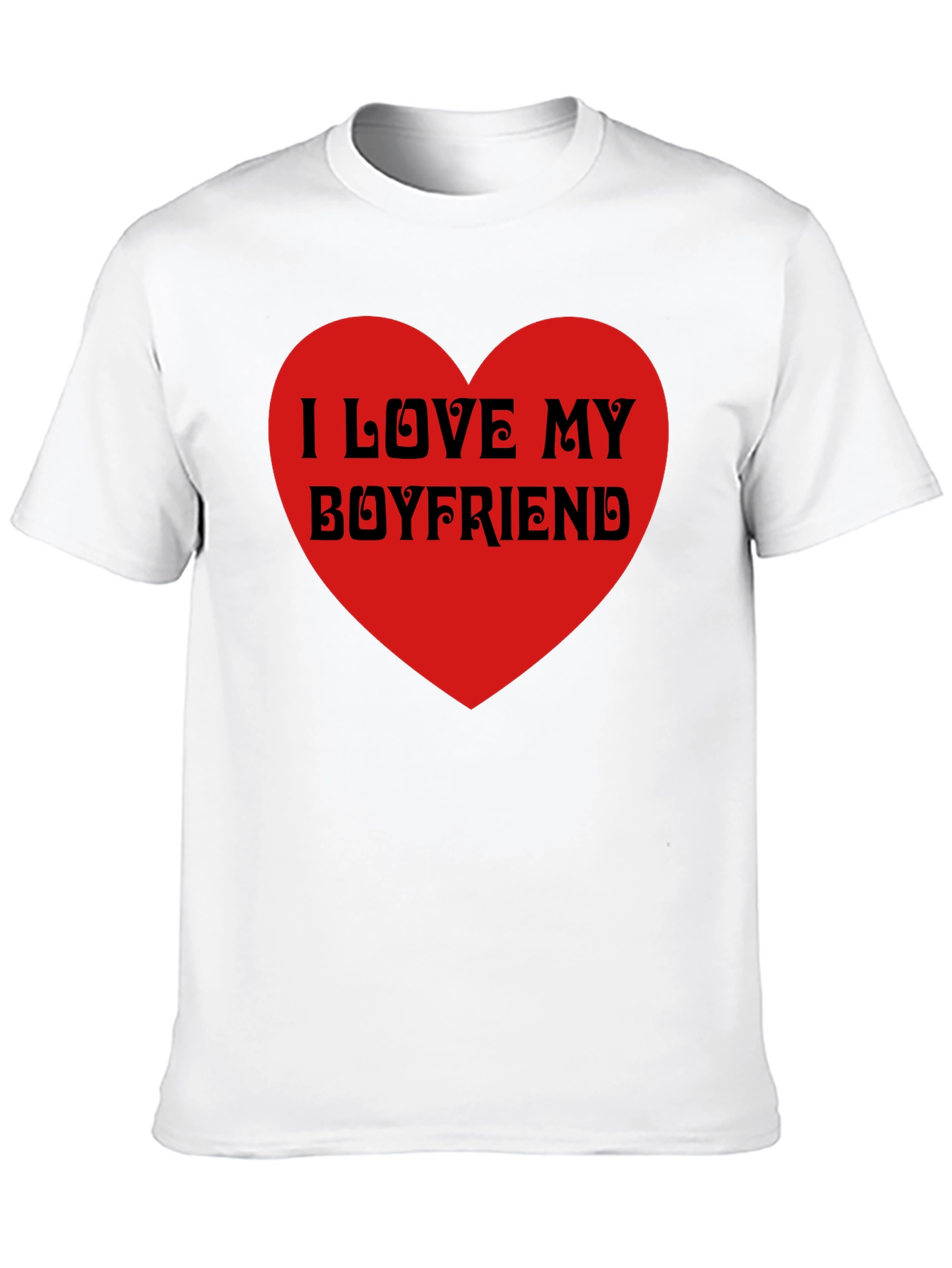 I Love My Boyfriend Black T-Shirt Heart Valentines Gift