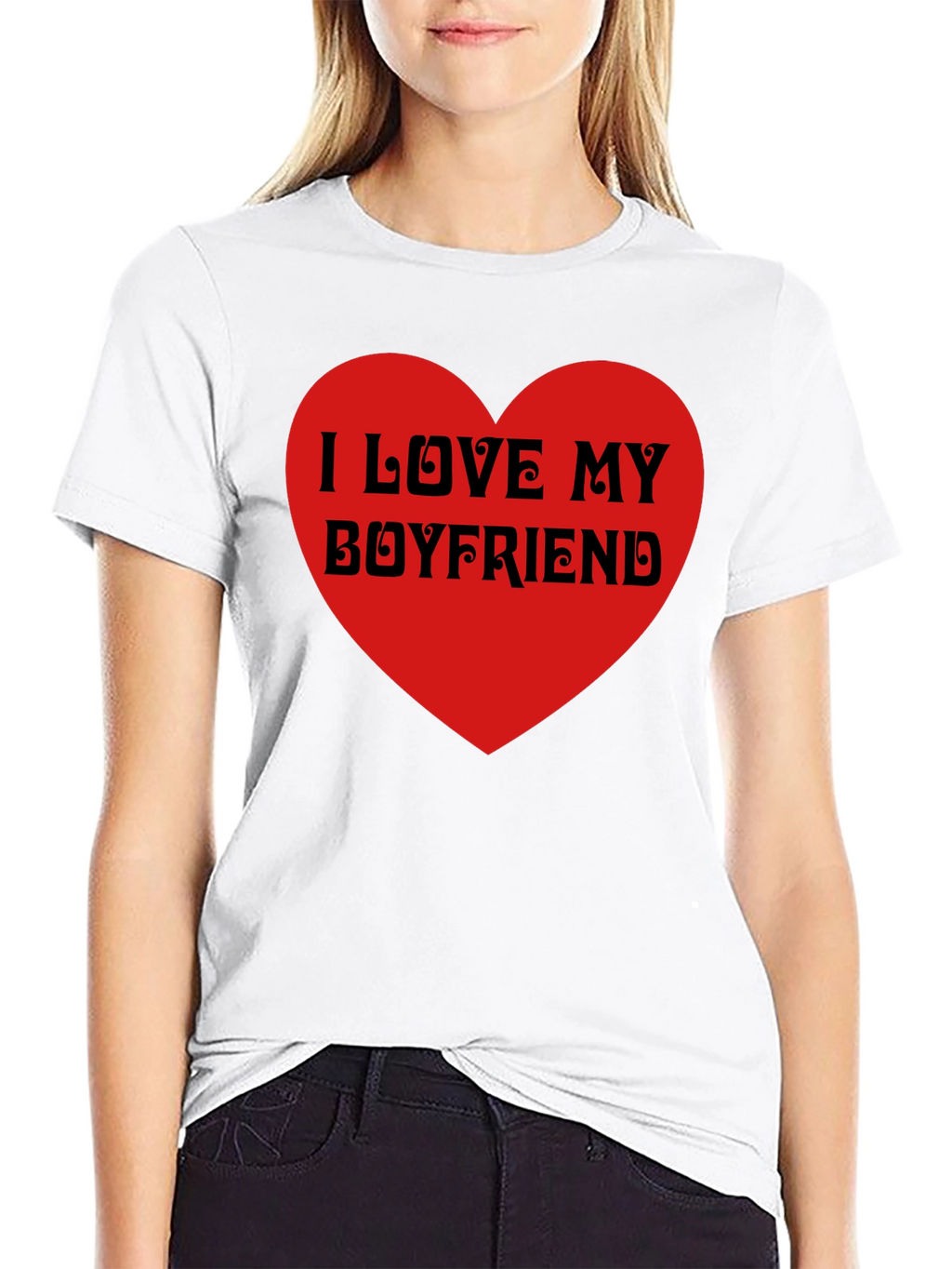 I Love My Boyfriend Black T-Shirt Heart Valentines Gift