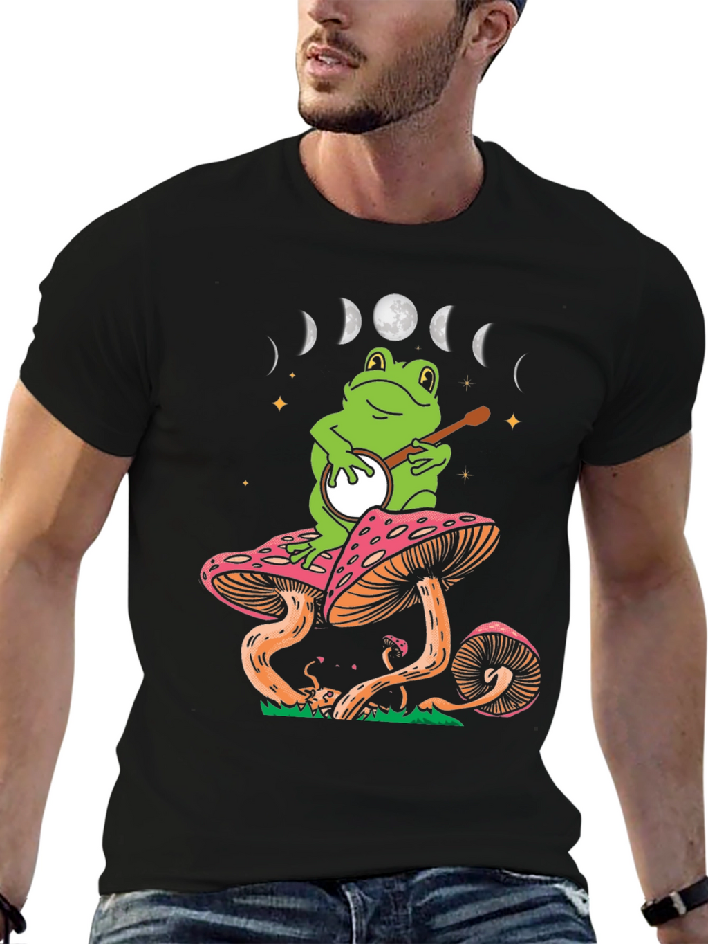 Frog Banjo Moon Phase Graphic Tee