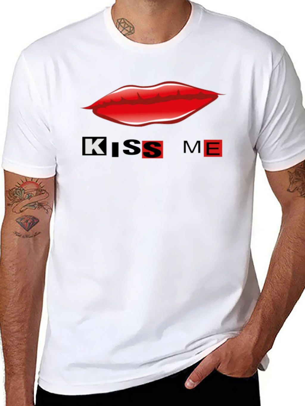 Kiss Me Graphic T-Shirt - Black
