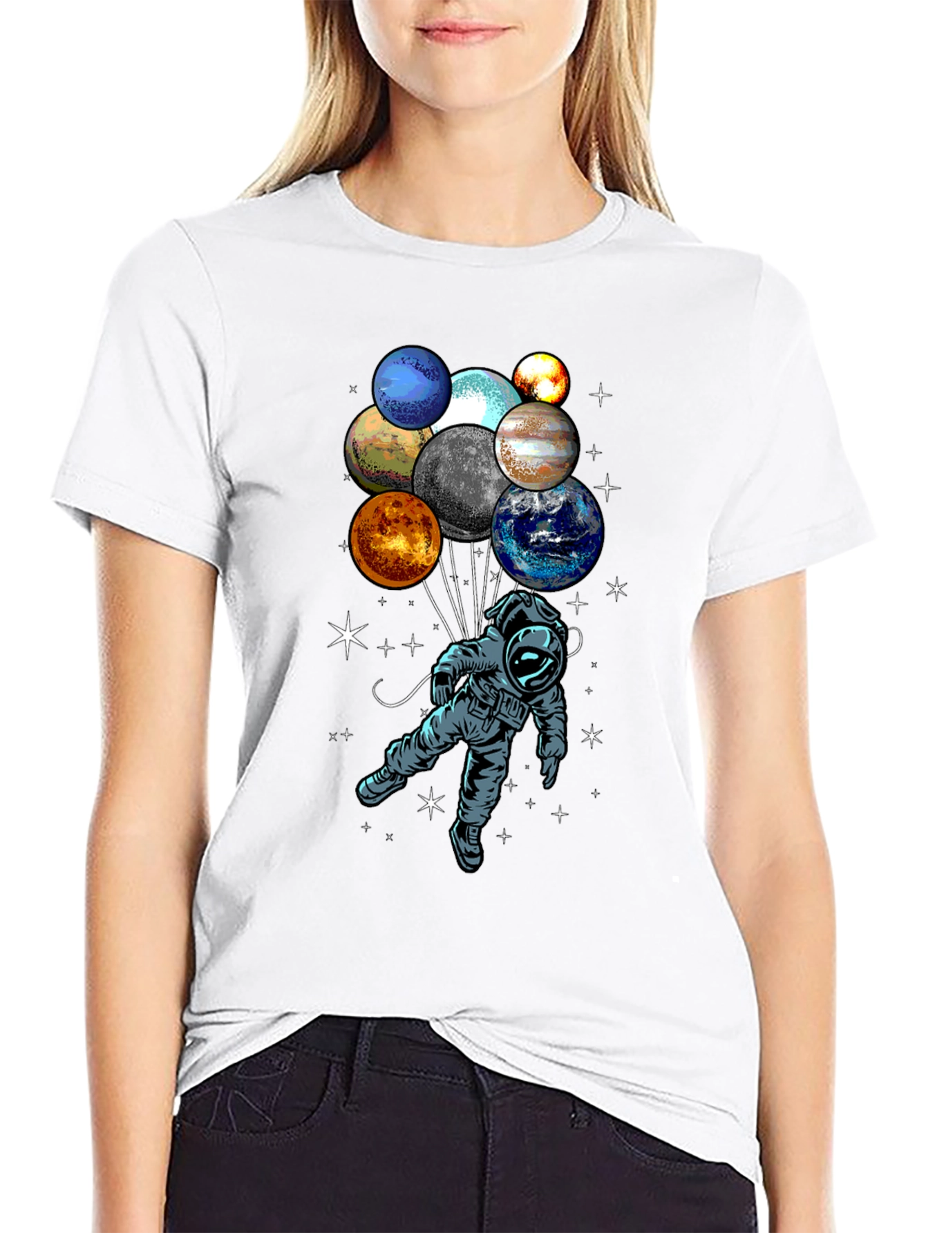 Astronaut Planet Balloon Graphic Tee