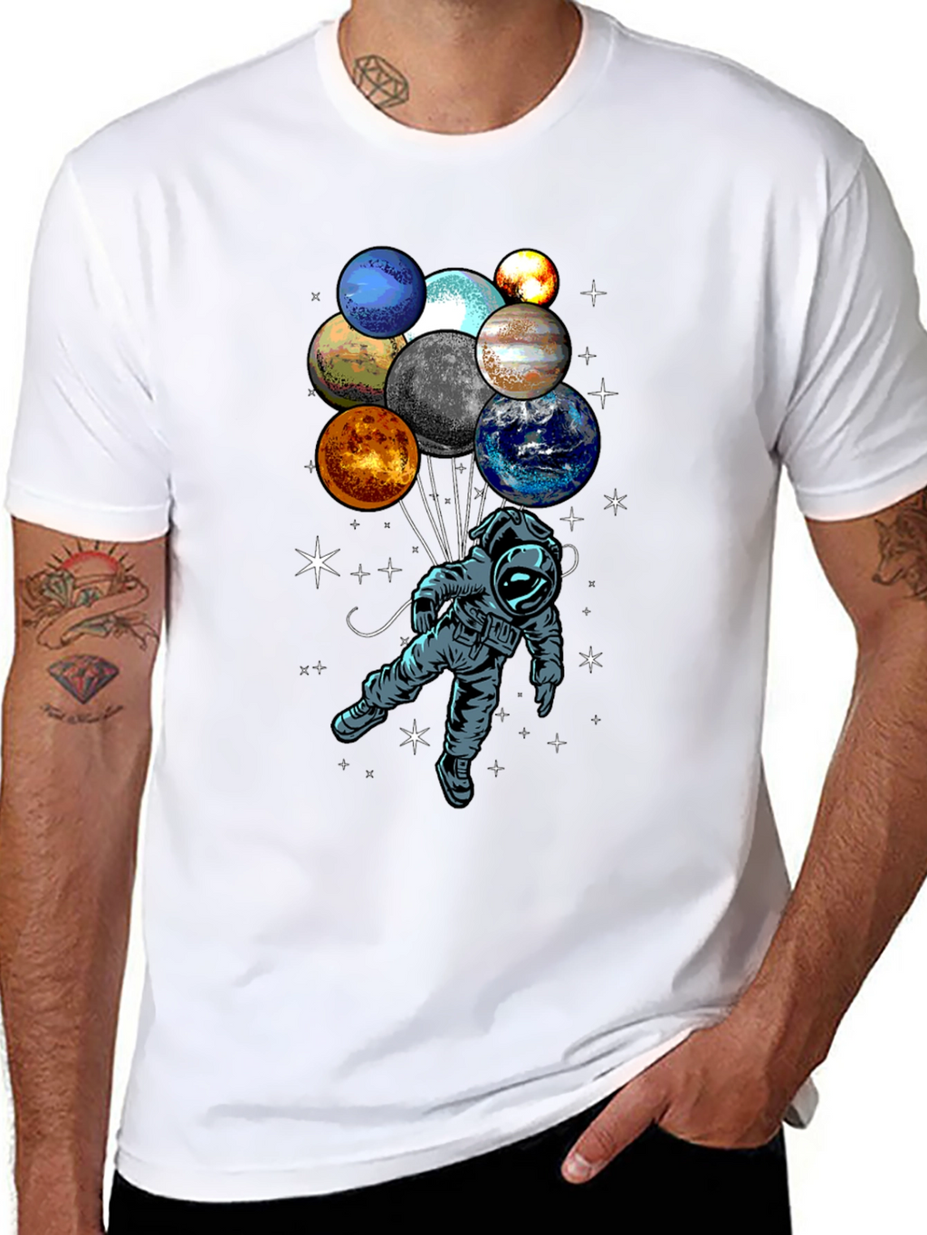 Astronaut Planet Balloon Graphic Tee