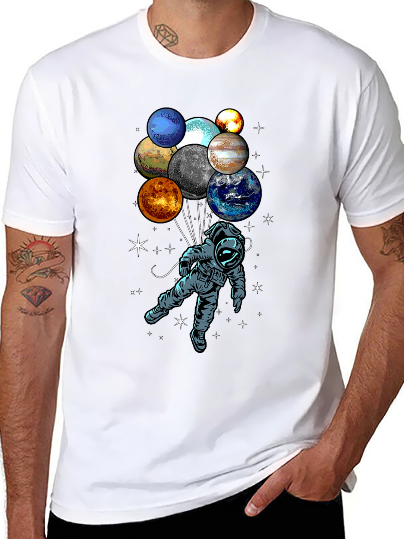 Astronaut Planet Balloon Graphic Tee