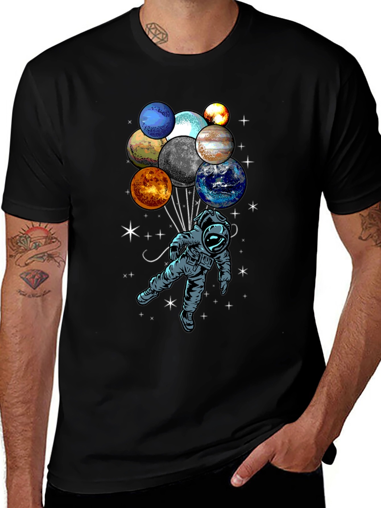 Astronaut Planet Balloon Graphic Tee