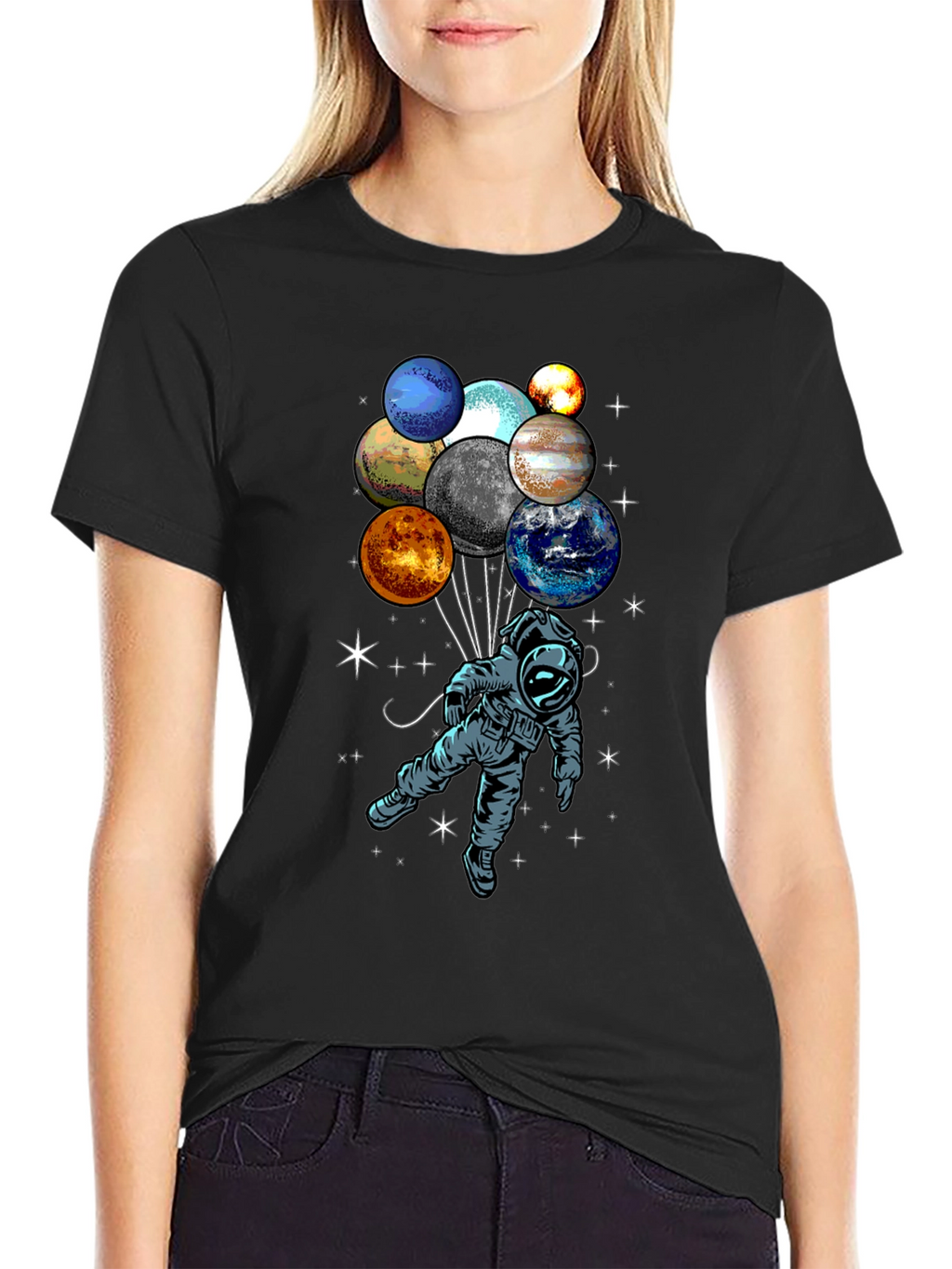 Astronaut Planet Balloon Graphic Tee