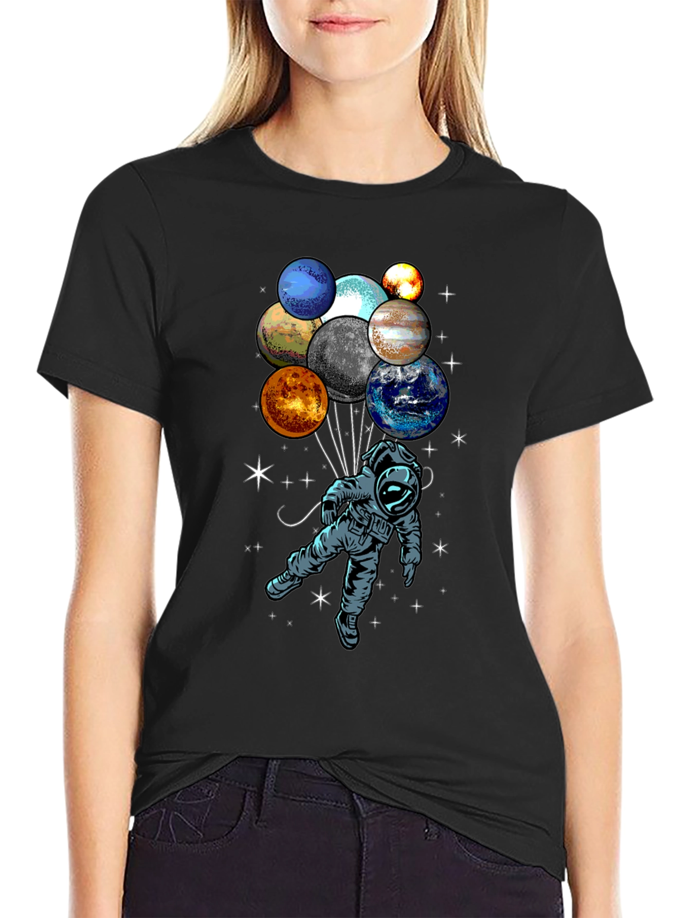 Astronaut Planet Balloon Graphic Tee