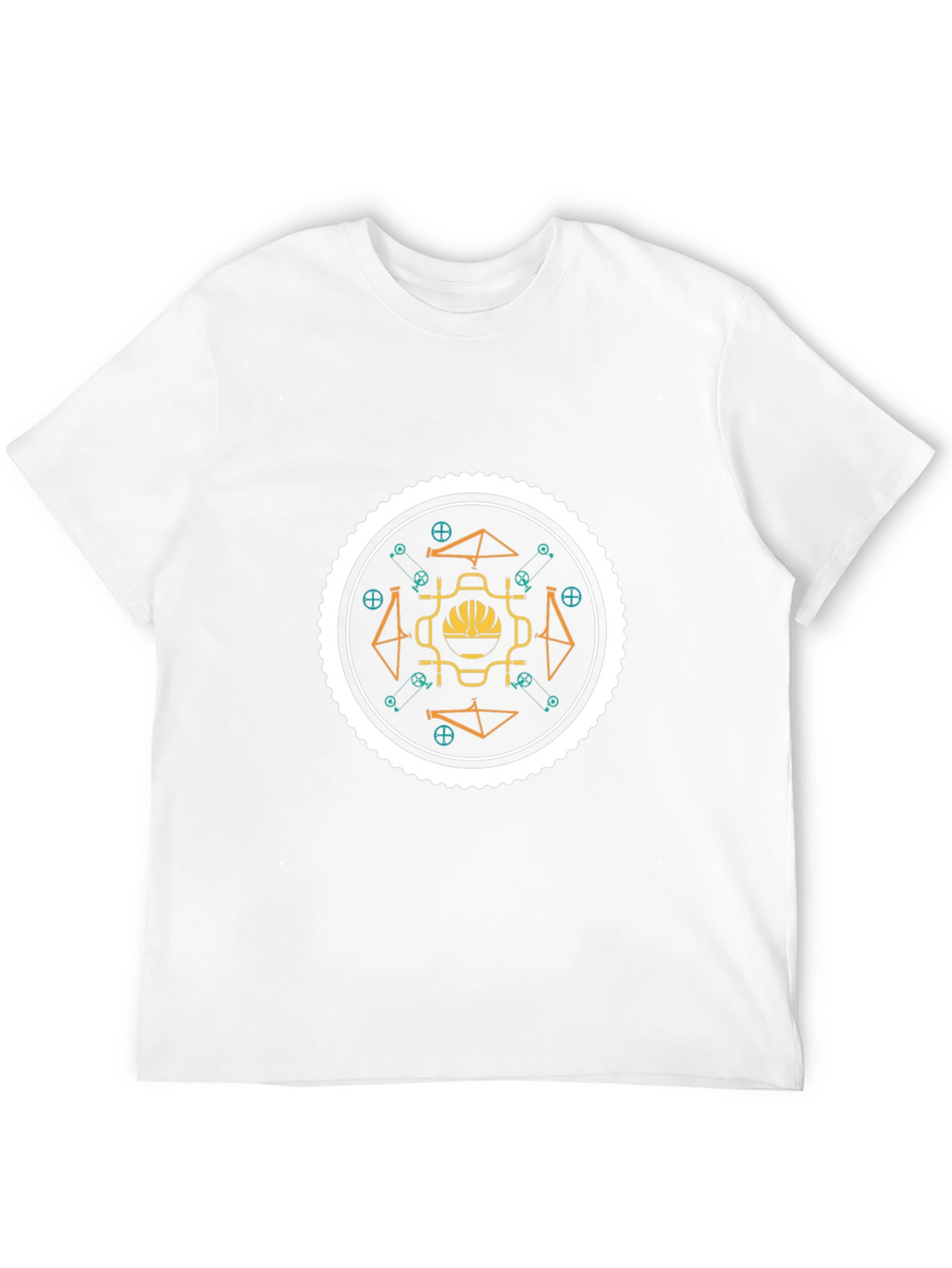 Geometric Bike Graphic Tee - Stylish Black Cotton T-Shirt