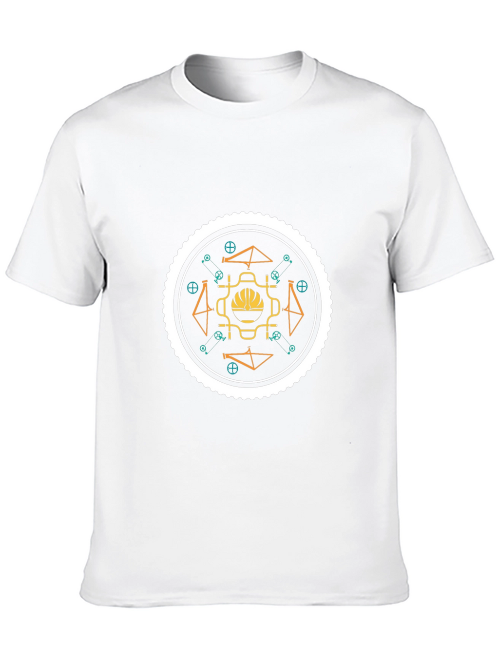 Geometric Bike Graphic Tee - Stylish Black Cotton T-Shirt